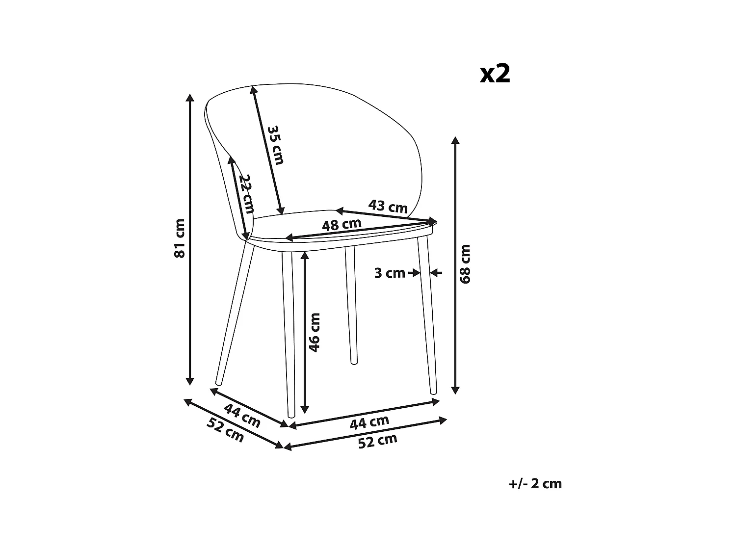Lot de 2 chaises de salle à manger BLAYKEE Blanc