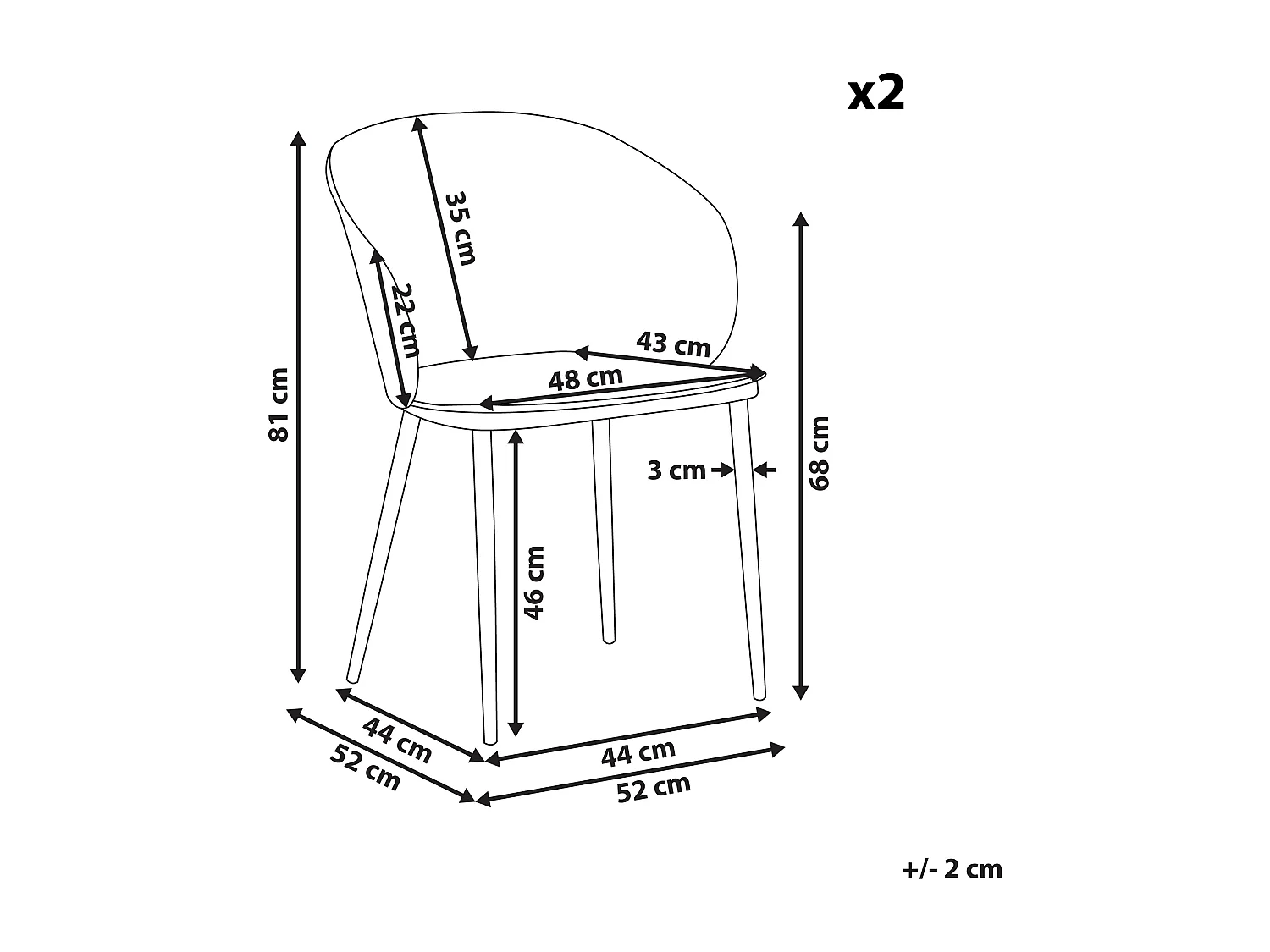Lot de 2 chaises de salle à manger BLAYKEE Blanc