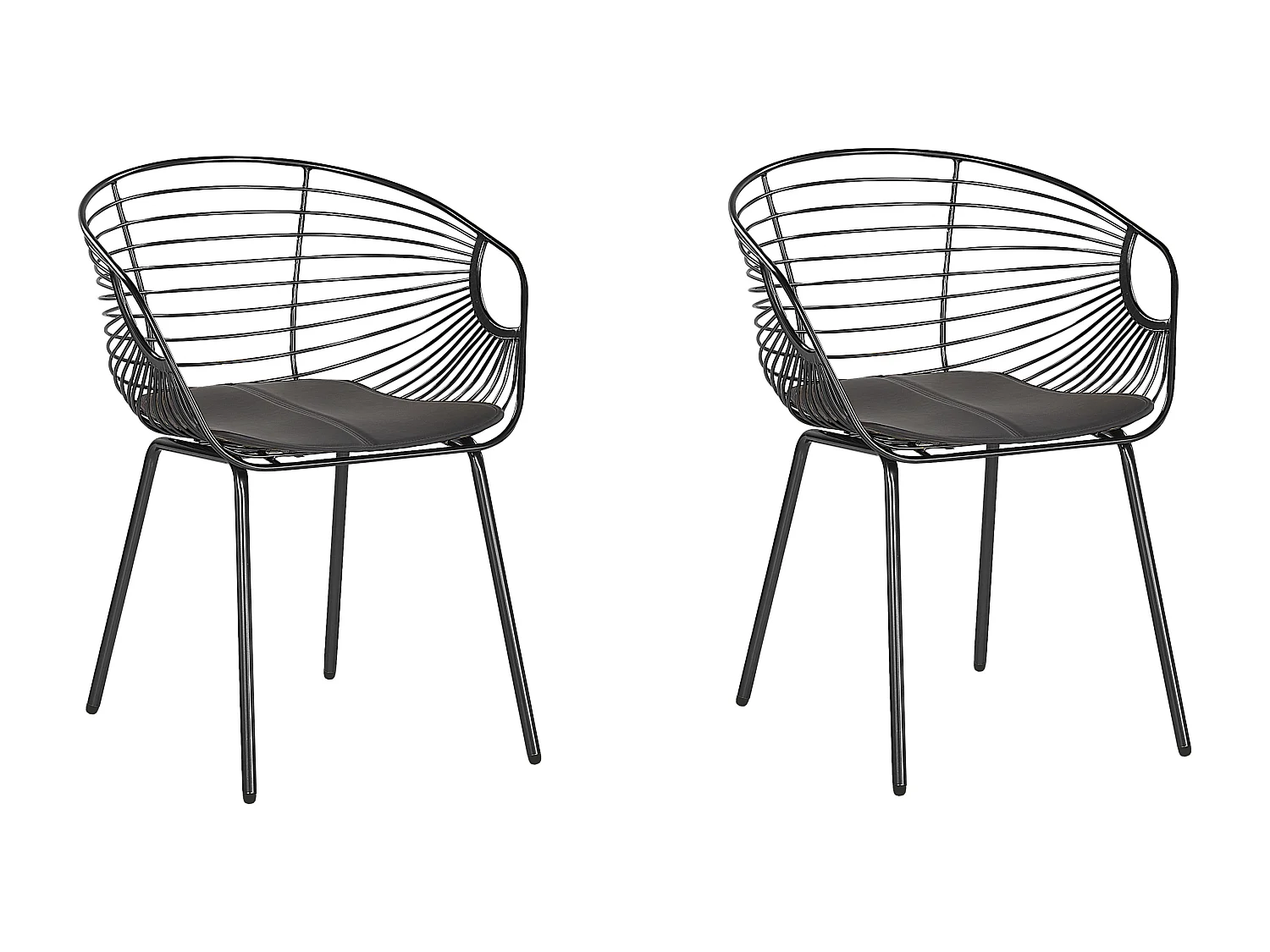 Conjunto de 2 cadeiras de jantar HOBACK Metal Preto
