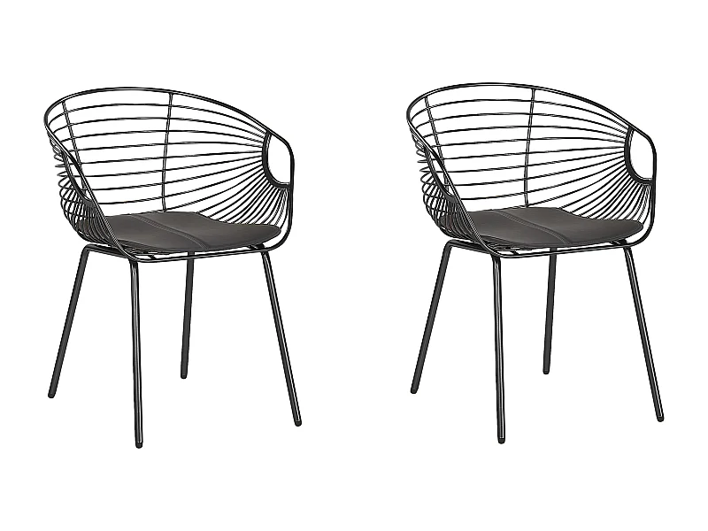 Conjunto de 2 cadeiras de jantar HOBACK Metal Preto