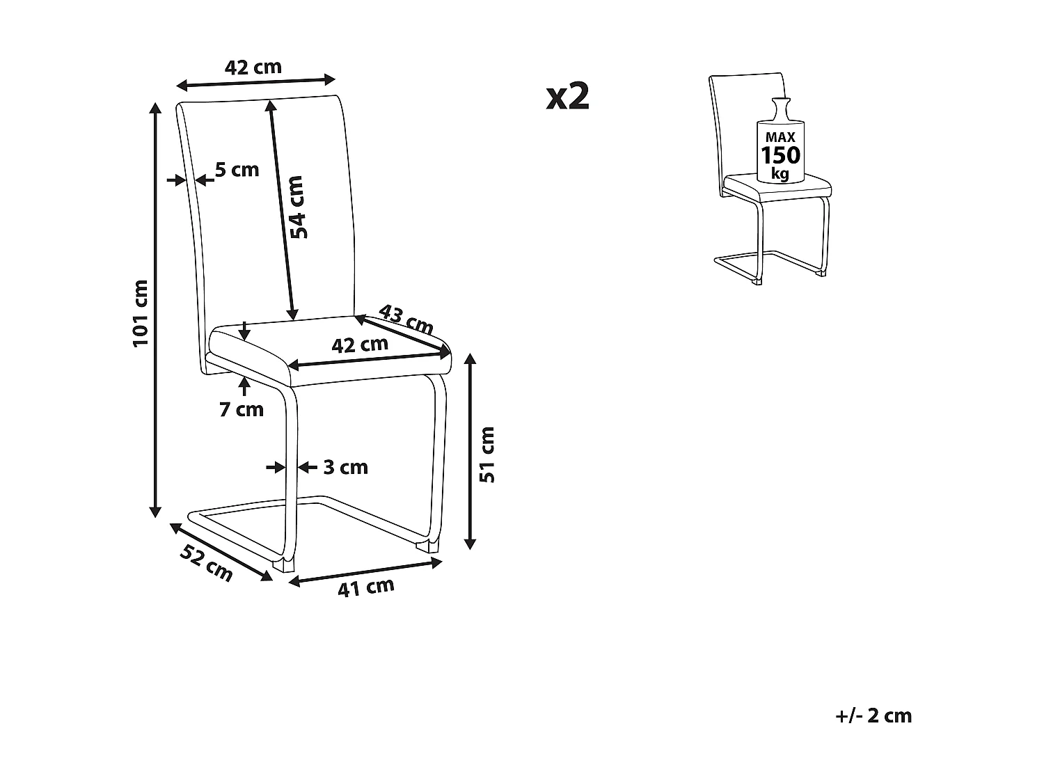 Set van 2 eetkamerstoelen ROVARD Kunstleer Grijs