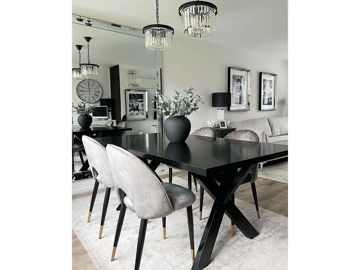 Set van 2 eetkamerstoelen MAGALIA Fluweel Grijs