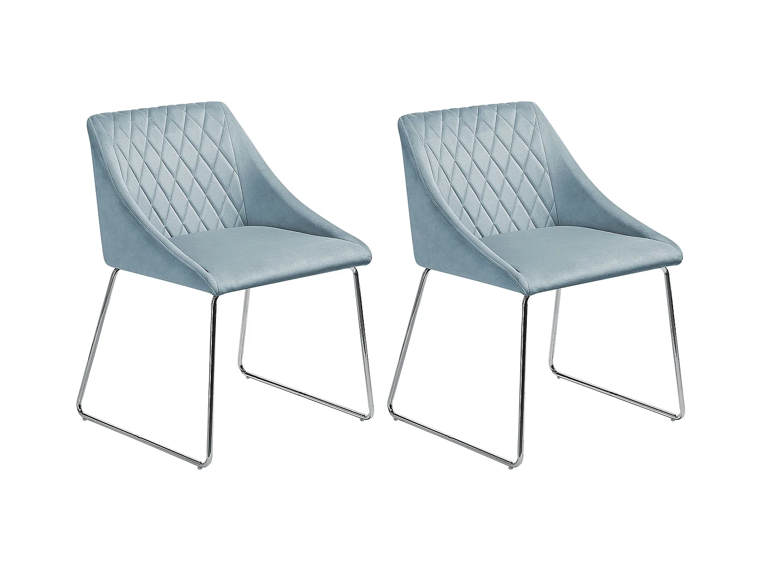 Lot de 2 chaises de salle à manger ARCATA Velours Bleu clair