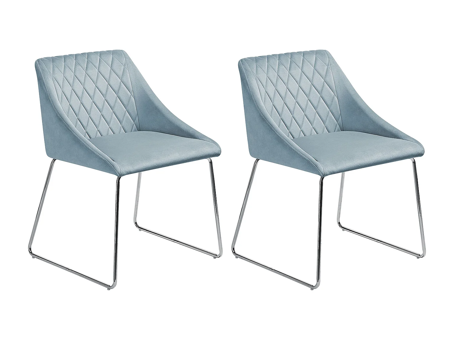 Lot de 2 chaises de salle à manger ARCATA Velours Bleu clair