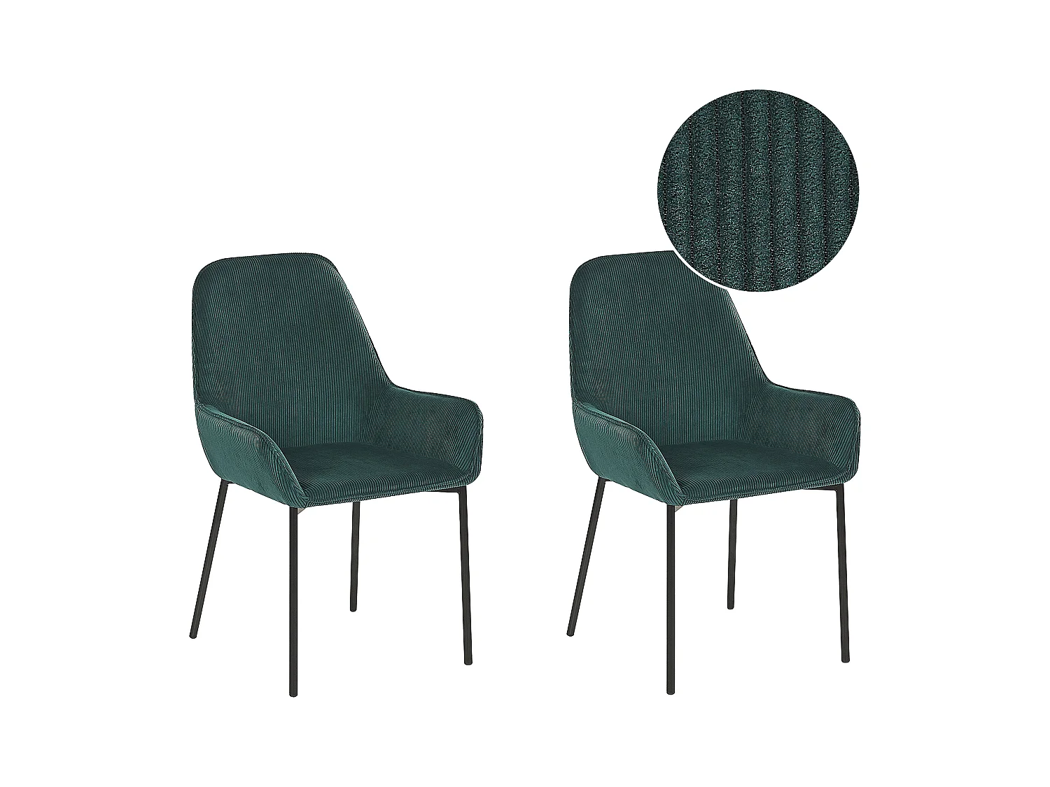 Lot de 2 chaises de salle à manger LOVERNA Velours côtelé Vert foncé