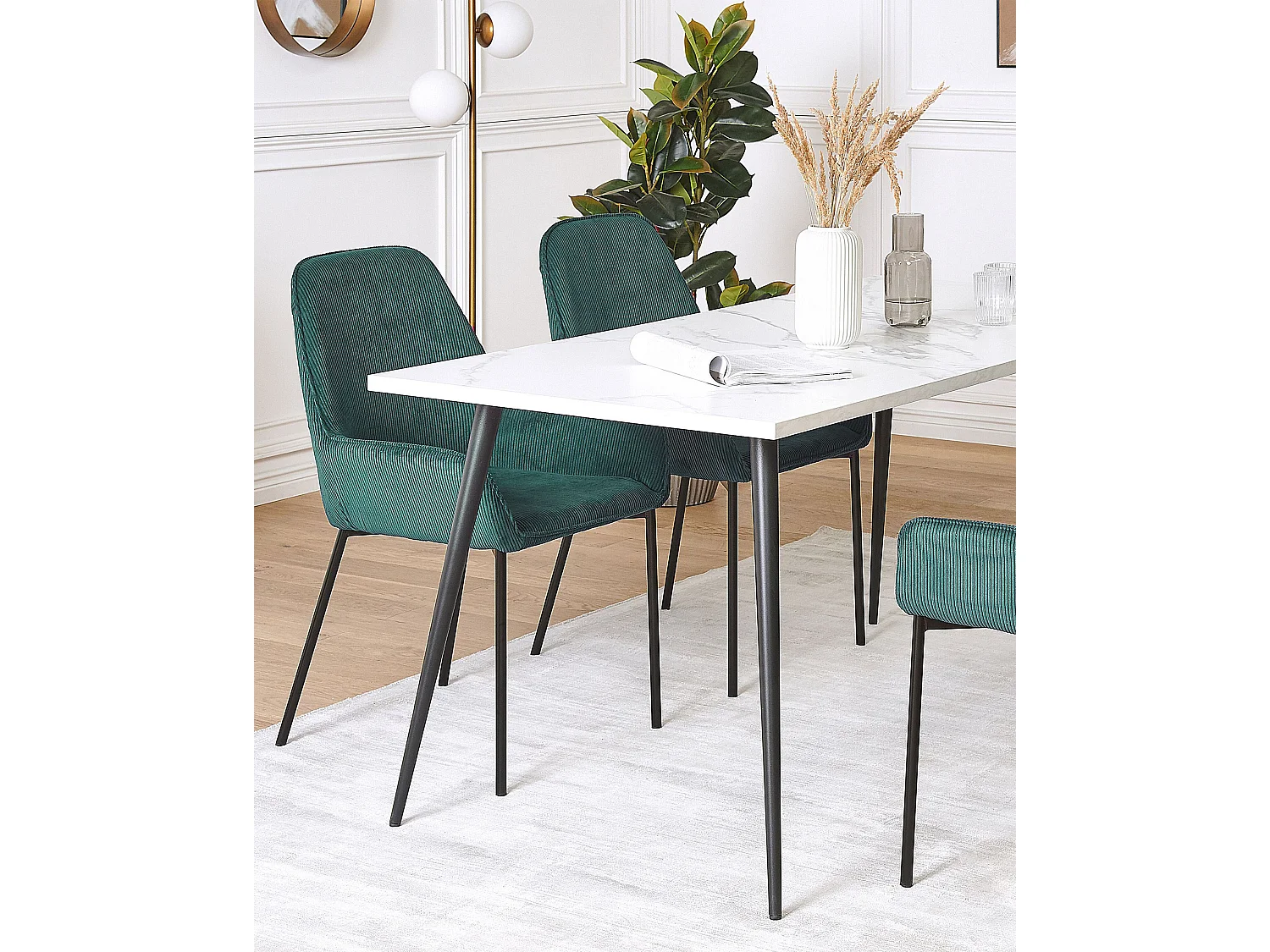 Lot de 2 chaises de salle à manger LOVERNA Velours côtelé Vert foncé