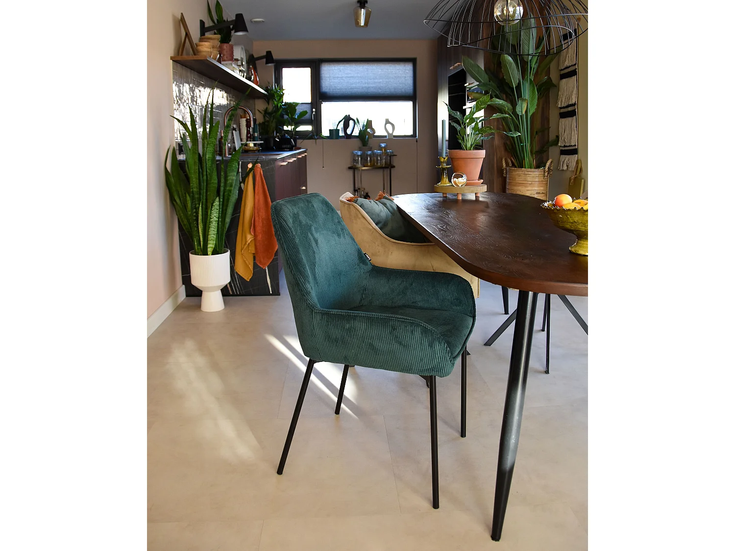 Set van 2 eetkamerstoelen LOVERNA Corduroy Donkergroen