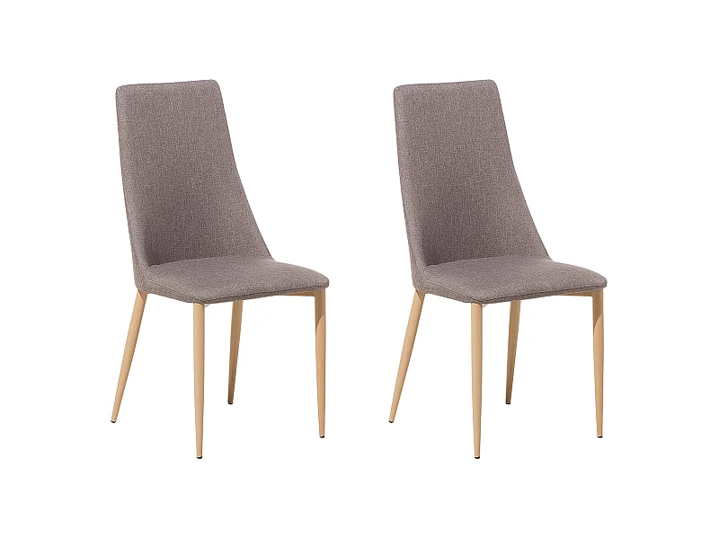 Esszimmerstuhl 2er Set Kunstleder beige taupe Metallgestell Holzoptik Clayton