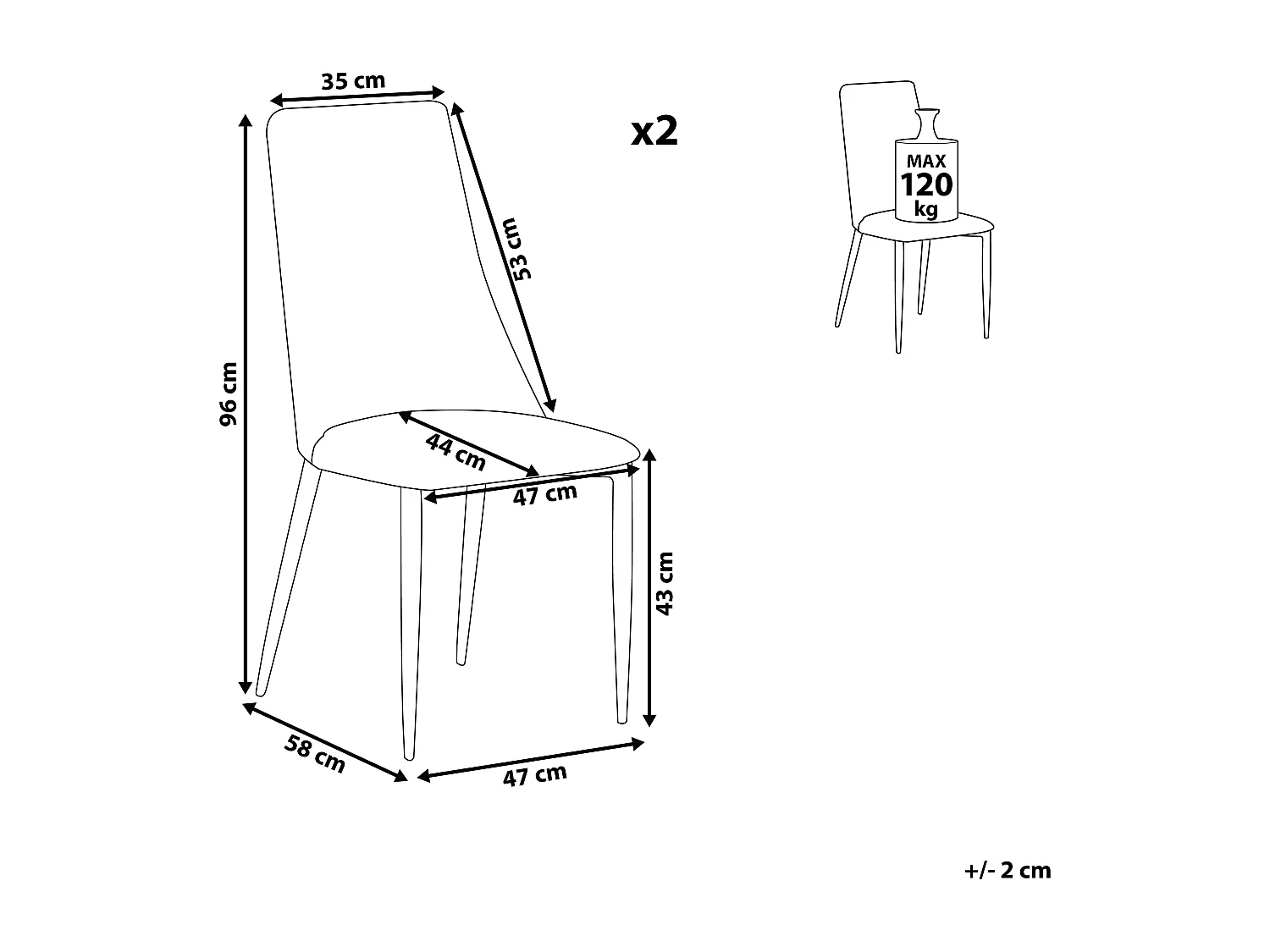 Set van 2 eetkamerstoelen CLAYTON Taupe