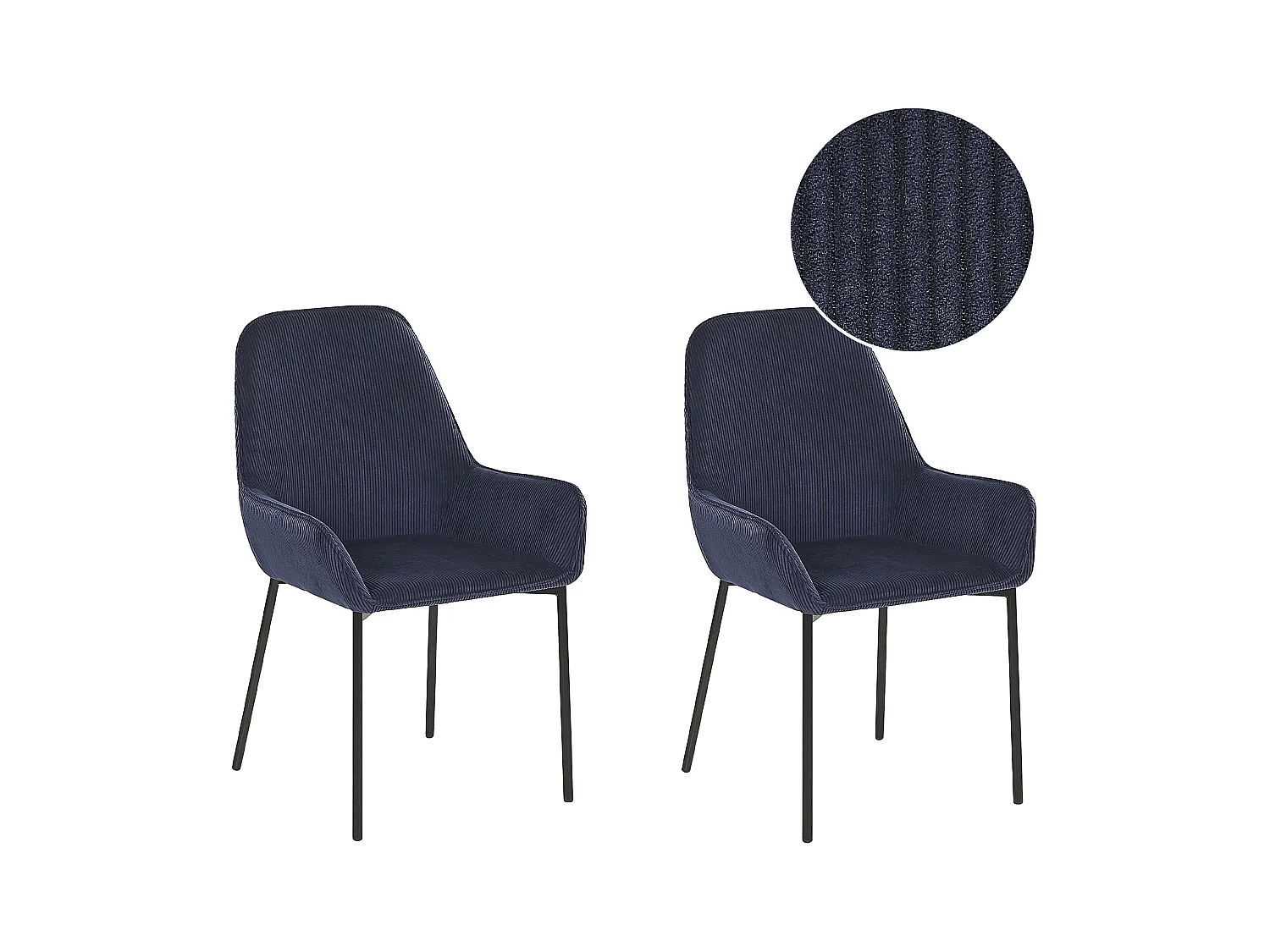 Lot de 2 chaises de salle à manger LOVERNA Velours côtelé Bleu foncé