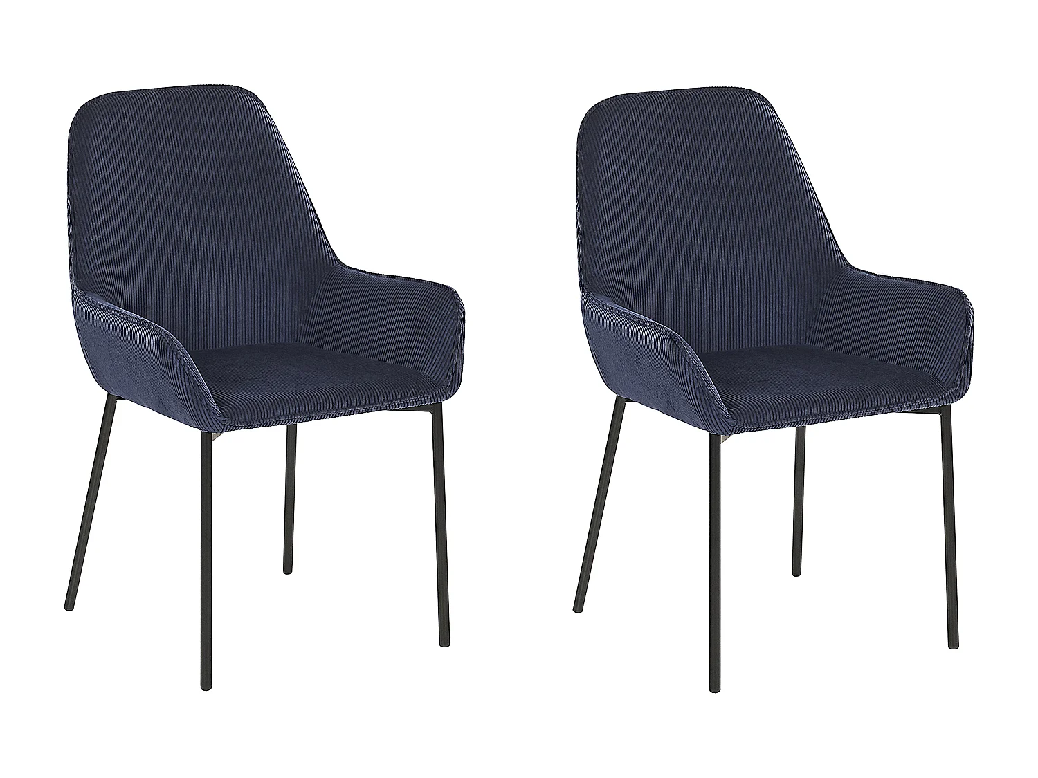 Polsterstuhl mit Metallbeinen im 2er Set dunkelblau aus Cord Loverna