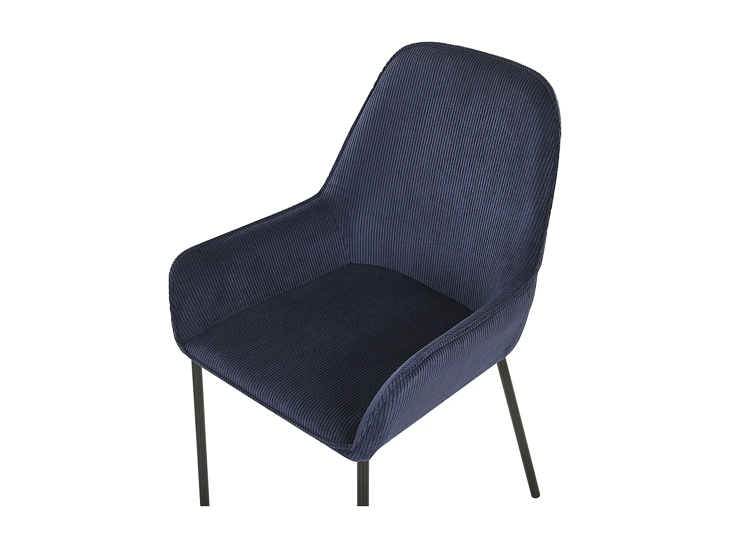 Polsterstuhl mit Metallbeinen im 2er Set dunkelblau aus Cord Loverna