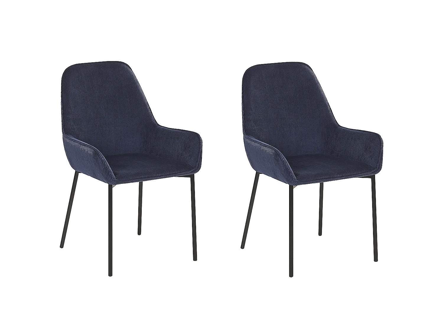 Lot de 2 chaises de salle à manger LOVERNA Velours côtelé Bleu foncé