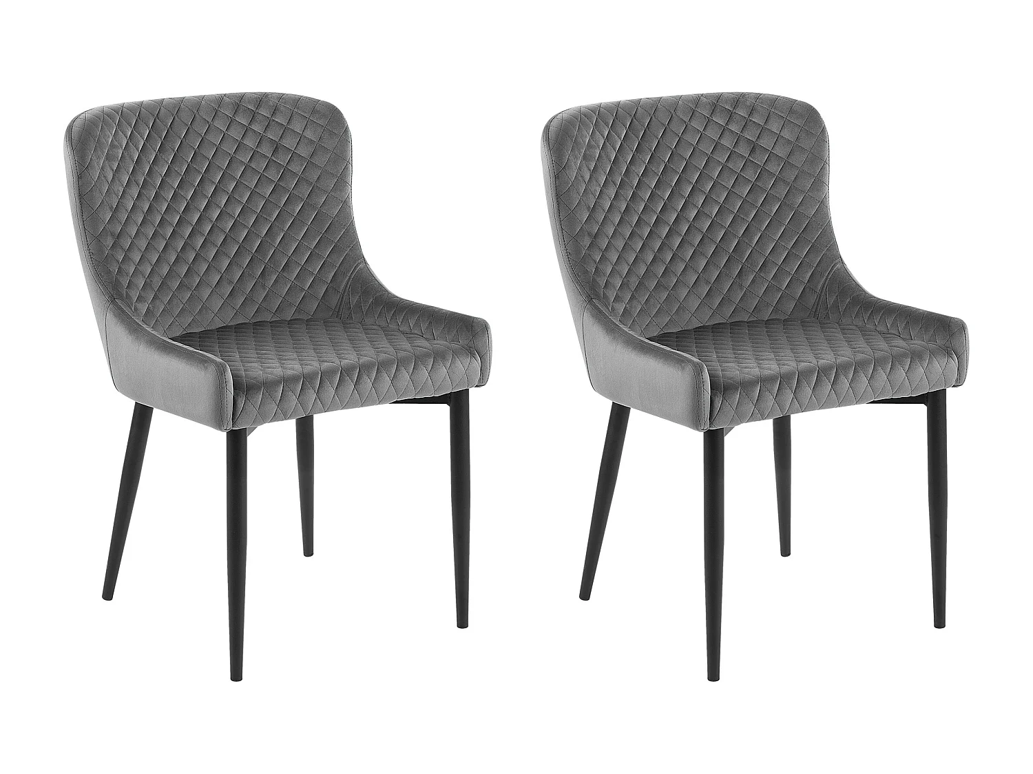 Lot de 2 chaises de salle à manger SOLANO Velours Gris