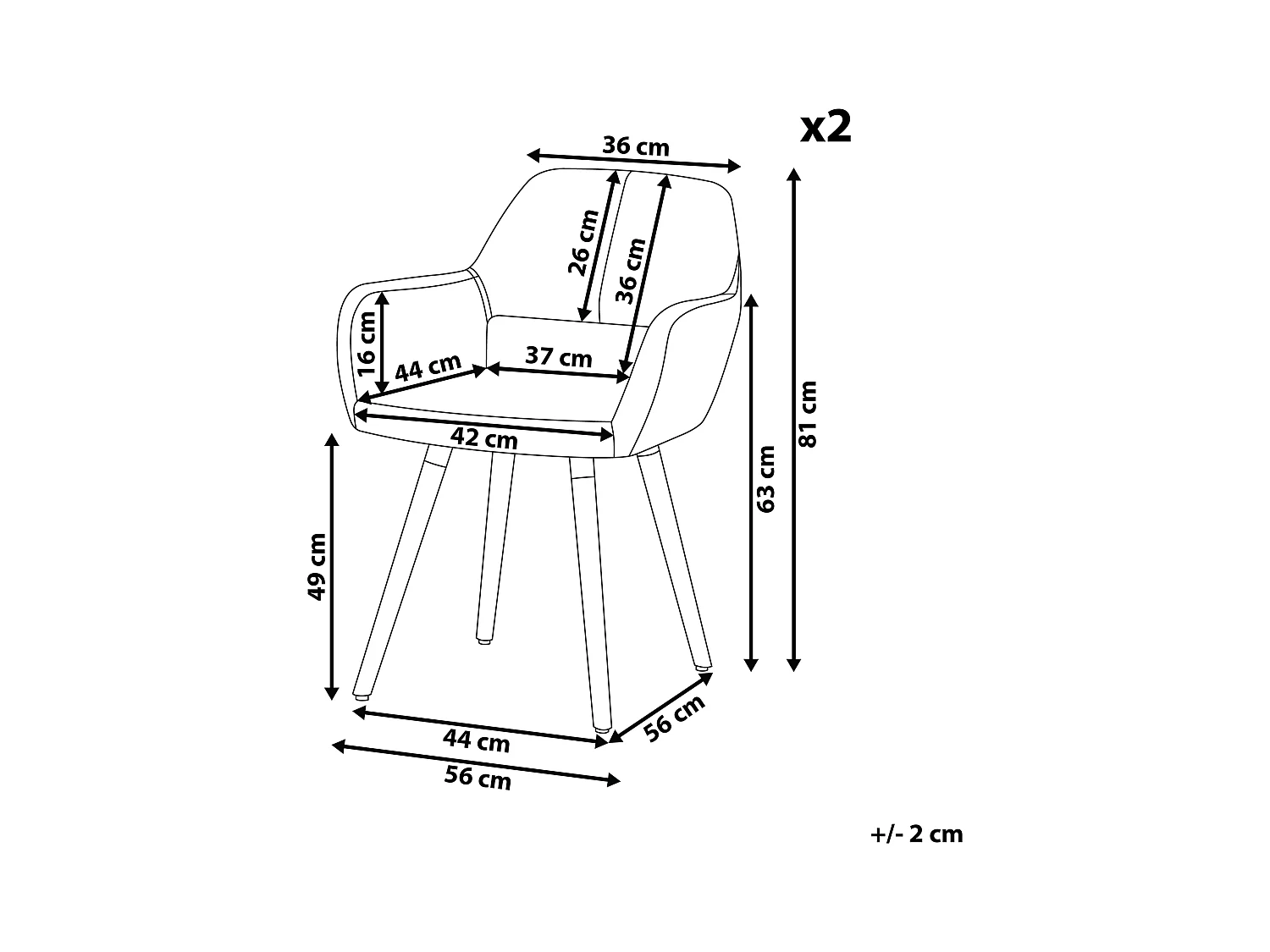 Set van 2 eetkamerstoelen CHICAGO Mosterdgeel