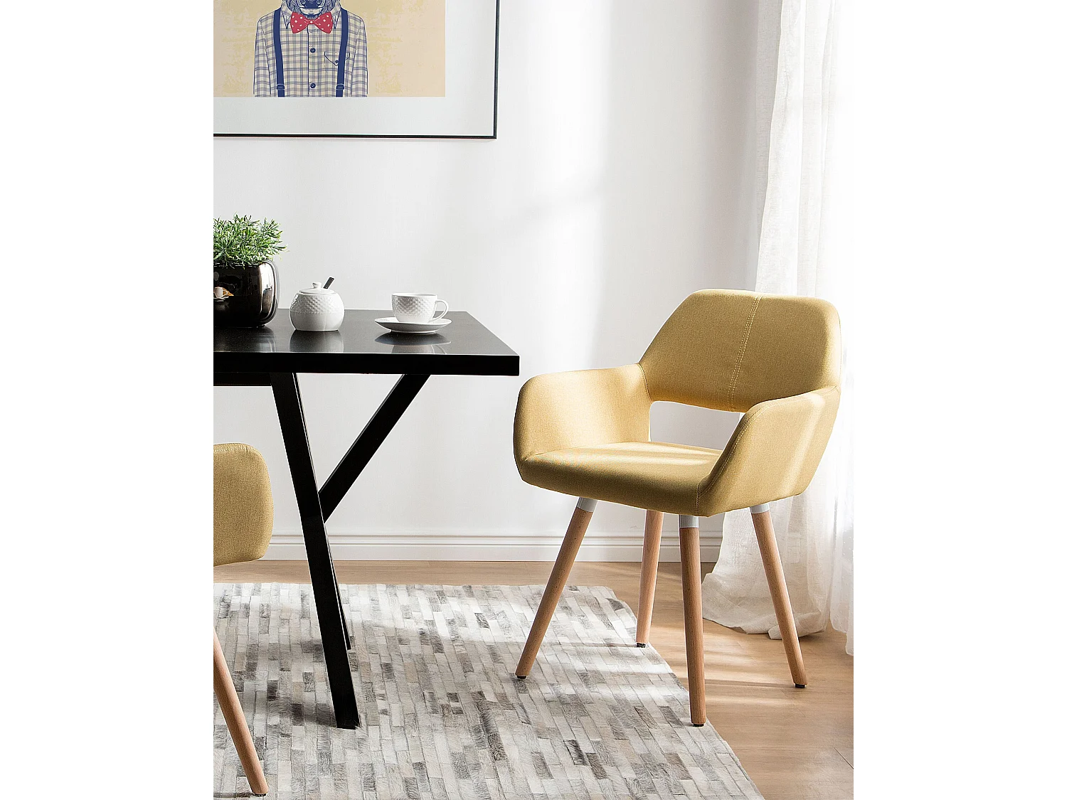 Lot de 2 chaises de salle à manger CHICAGO Moutarde