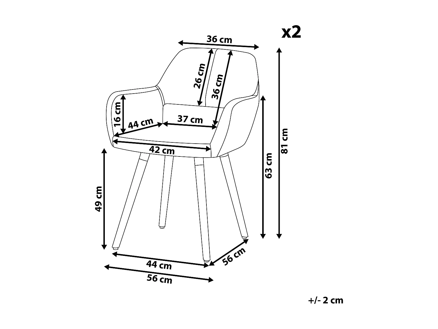 Set van 2 eetkamerstoelen CHICAGO Mosterdgeel