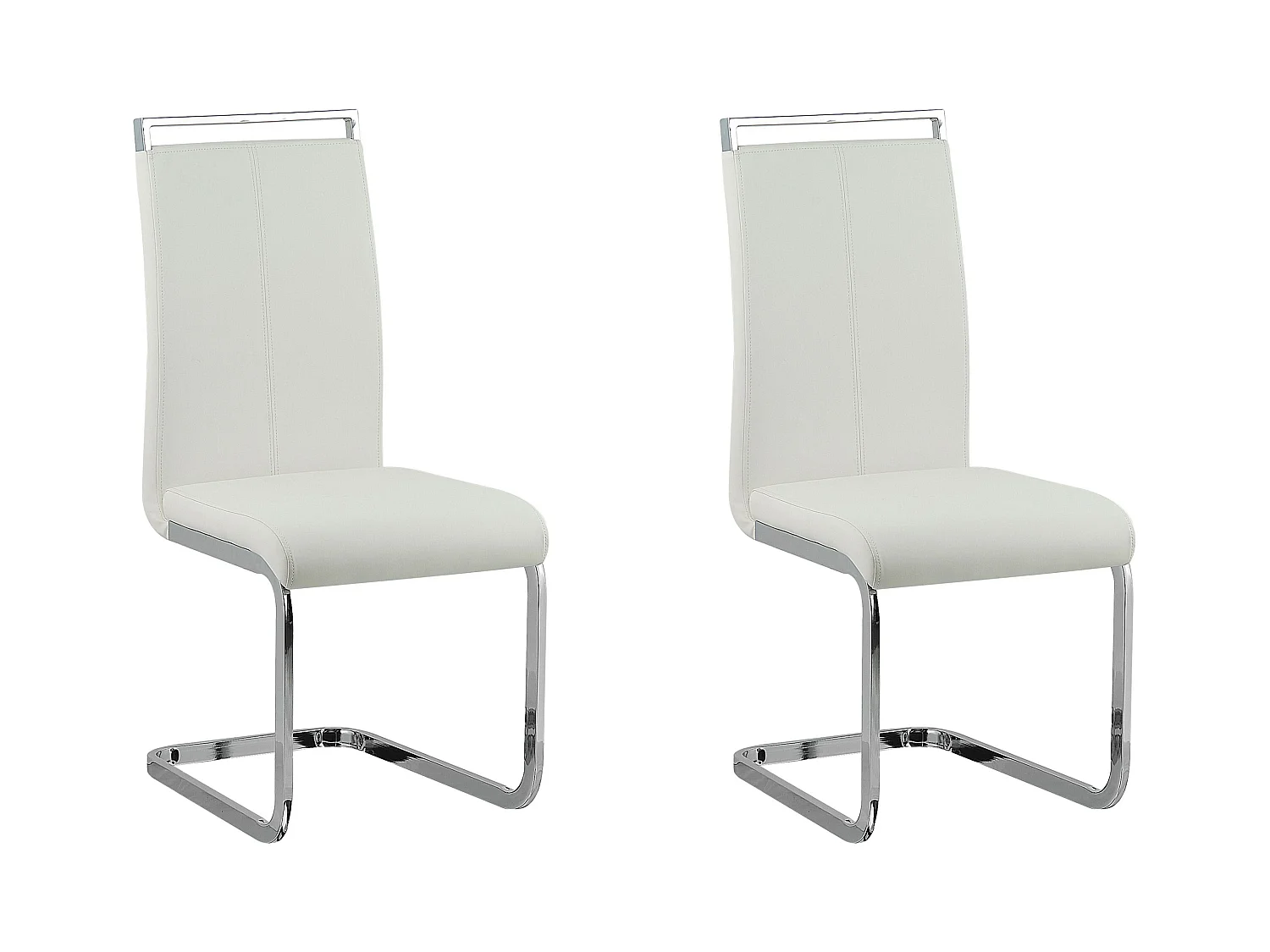 Lot de 2 chaises de salle à manger GREEDIN Cuir PU Blanc