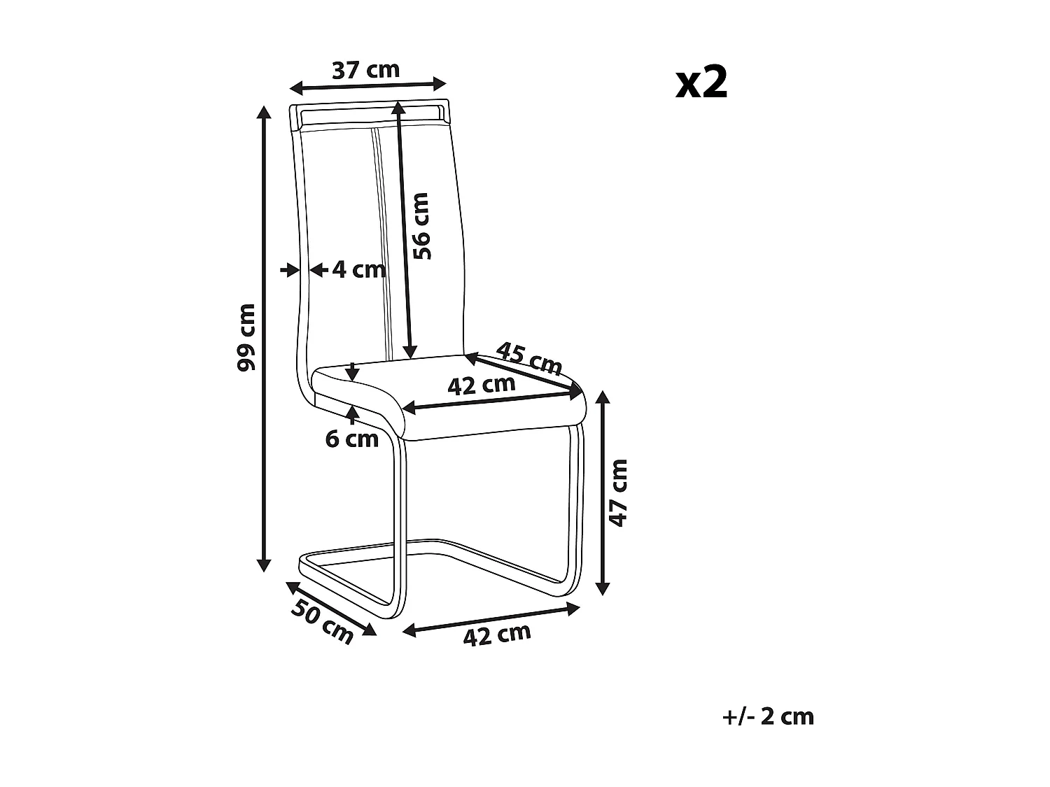 Set van 2 eetkamerstoelen GREEDIN Kunstleer Wit