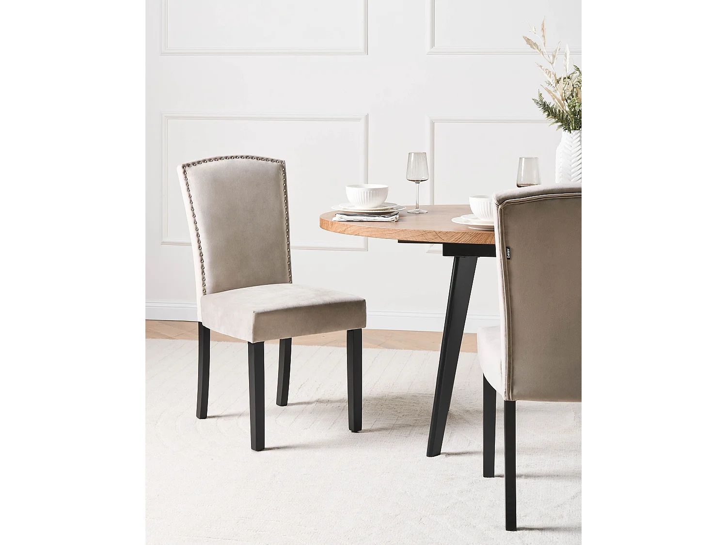 Set van 2 eetkamerstoelen PISECO Fluweel Grijs