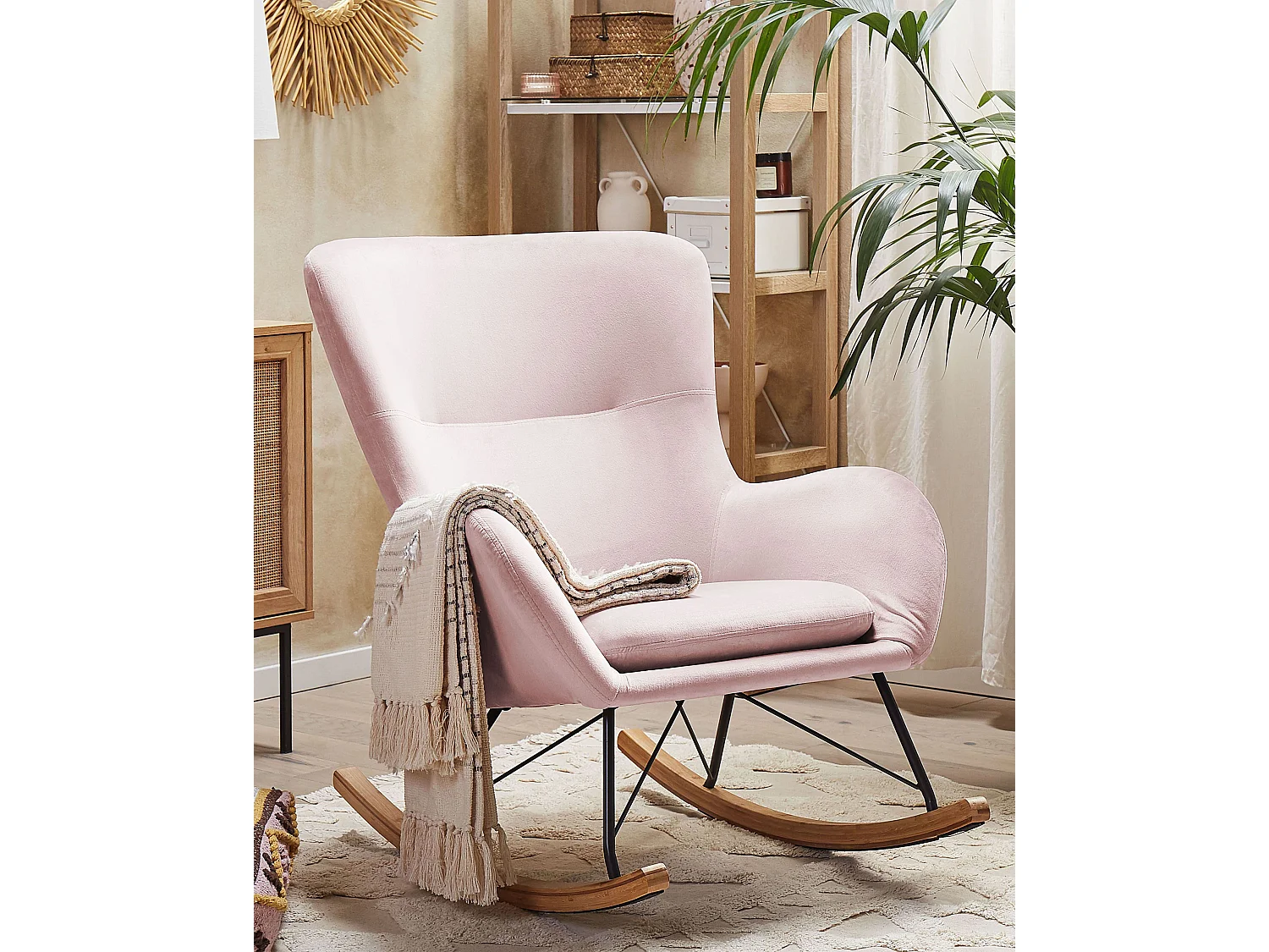 Fauteuil à bascule ELLAN Velours Rose