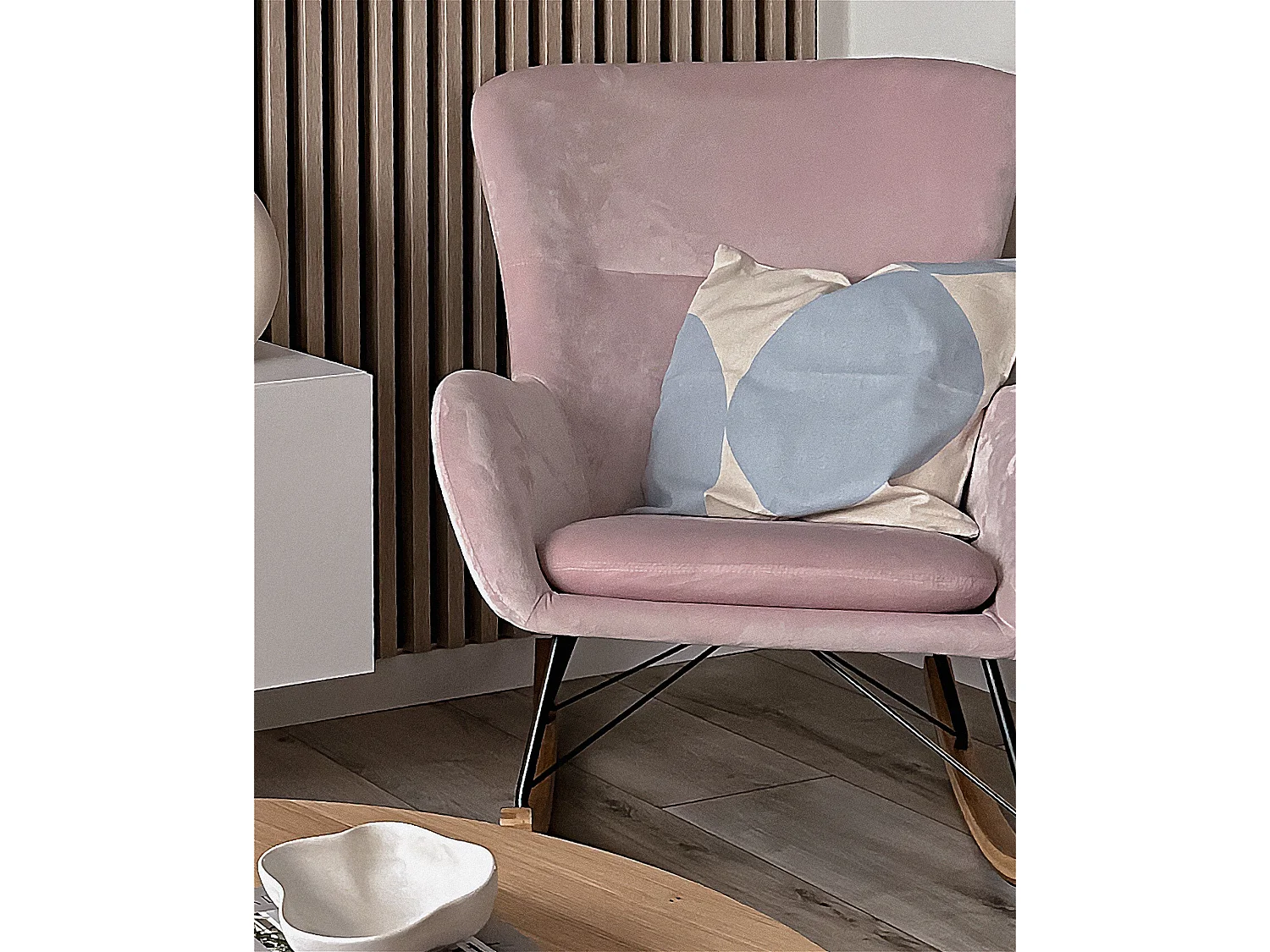 Schommelstoel ELLAN Fluweel Roze
