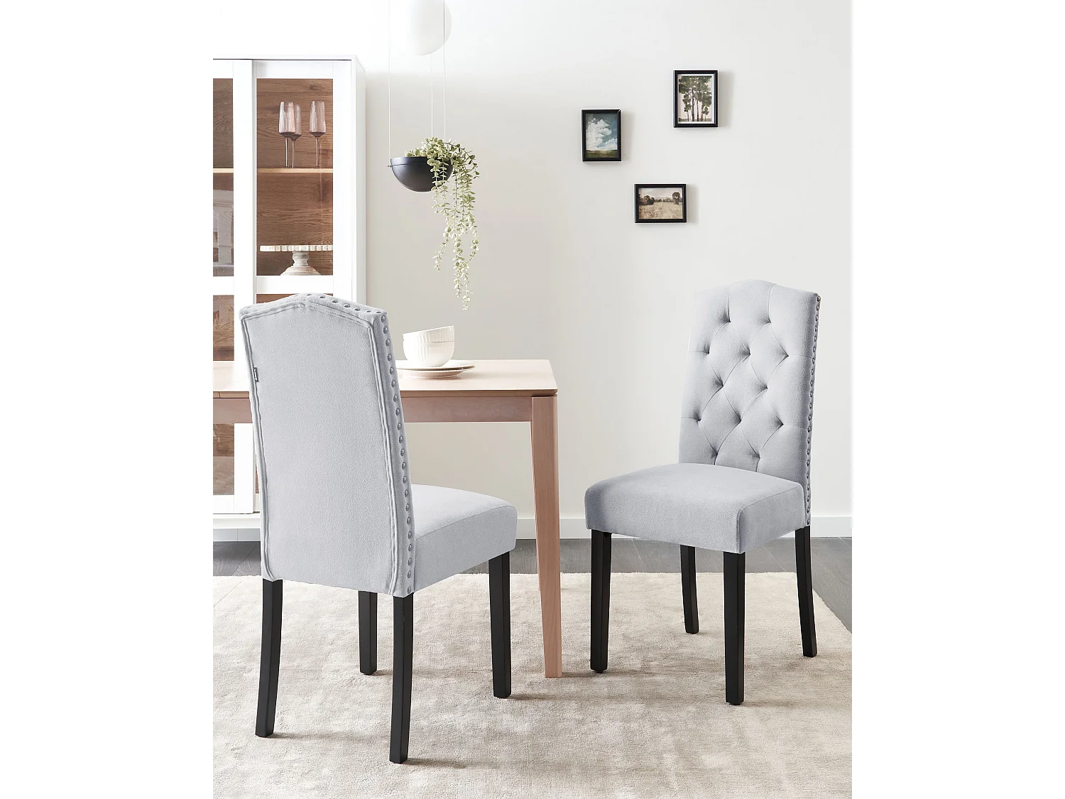 Lot de 2 chaises de salle à manger SHIRLEY Tissu Gris