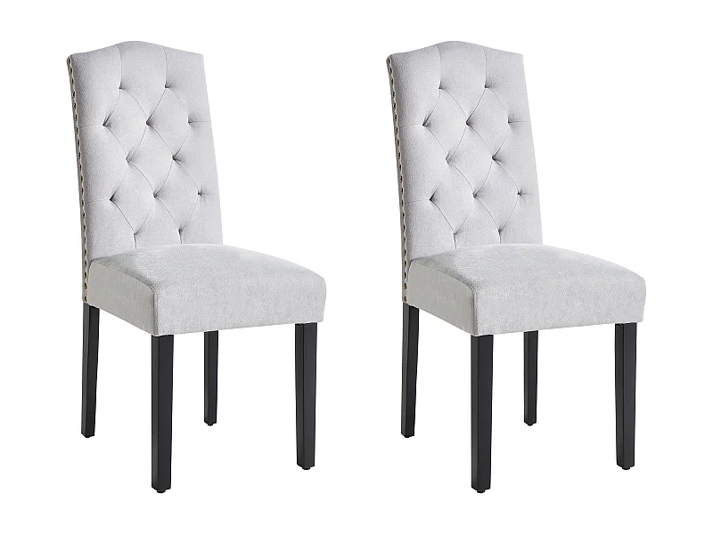 Lot de 2 chaises de salle à manger SHIRLEY Tissu Gris