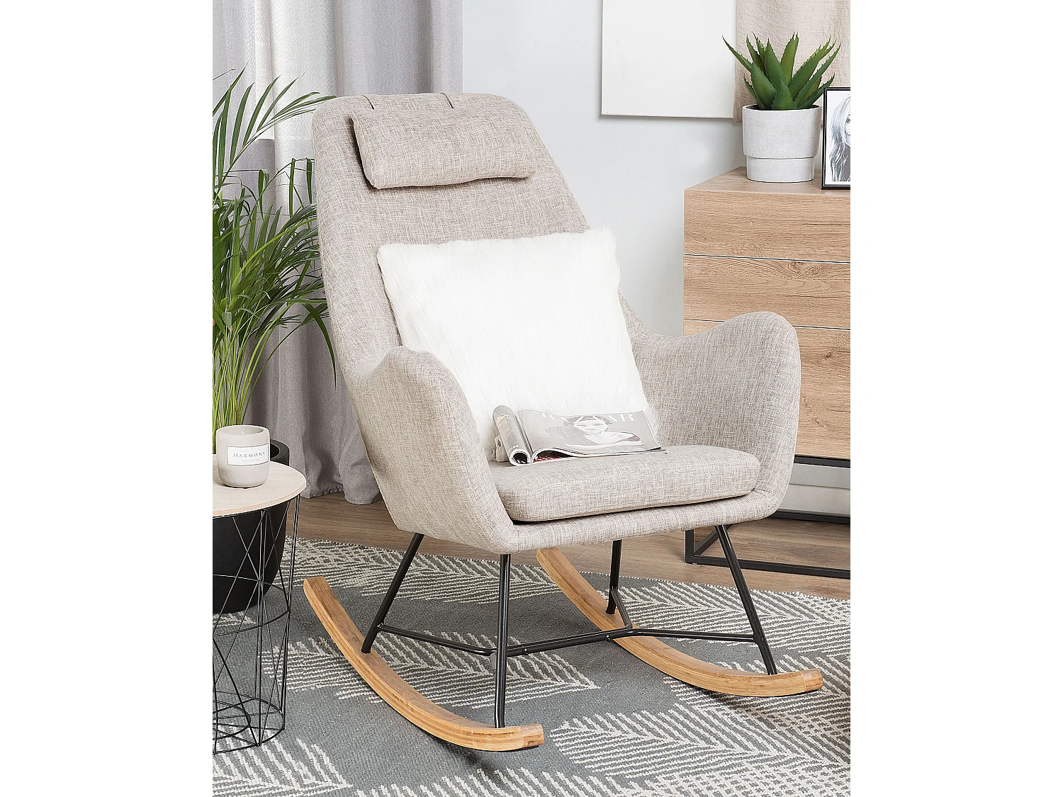 Schommelstoel ARRIE Stof Lichtbeige