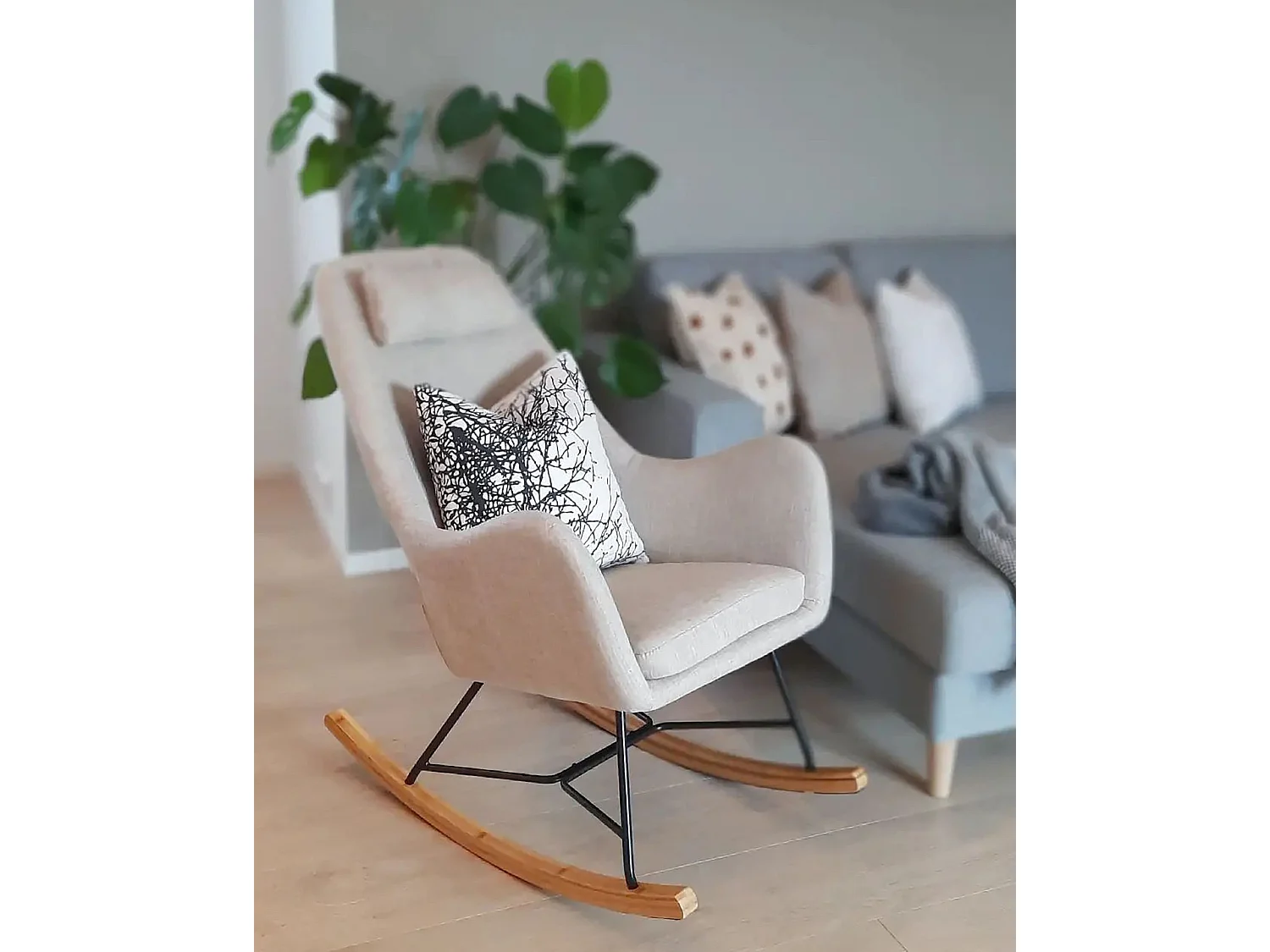 Fauteuil à bascule ARRIE Tissu Beige clair