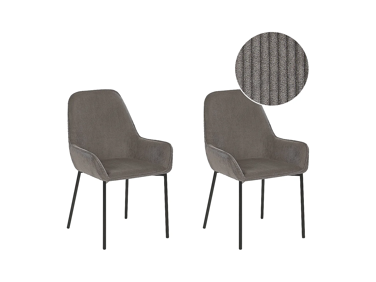 Lot de 2 chaises de salle à manger LOVERNA Velours côtelé Gris