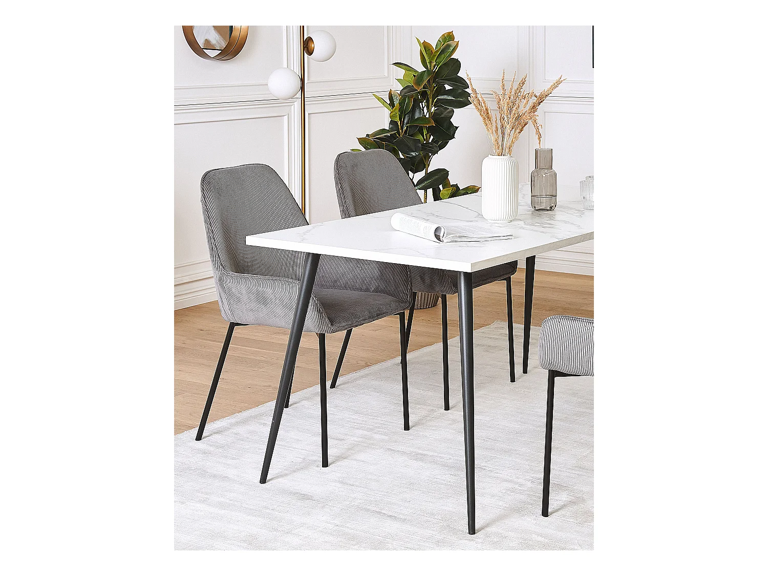 Lot de 2 chaises de salle à manger LOVERNA Velours côtelé Gris