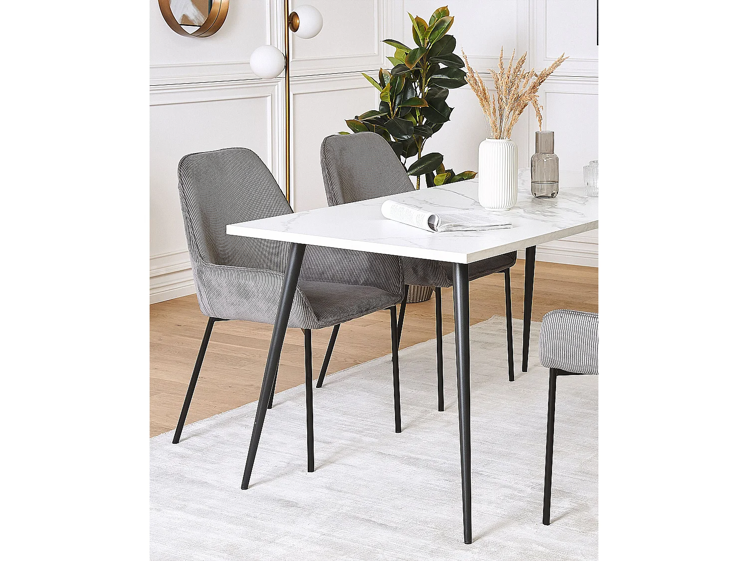 Lot de 2 chaises de salle à manger LOVERNA Velours côtelé Gris