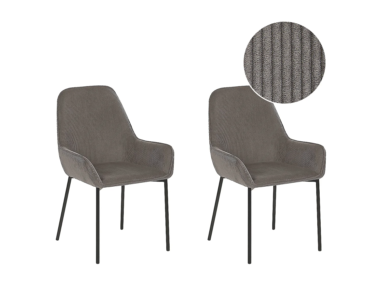 Lot de 2 chaises de salle à manger LOVERNA Velours côtelé Gris