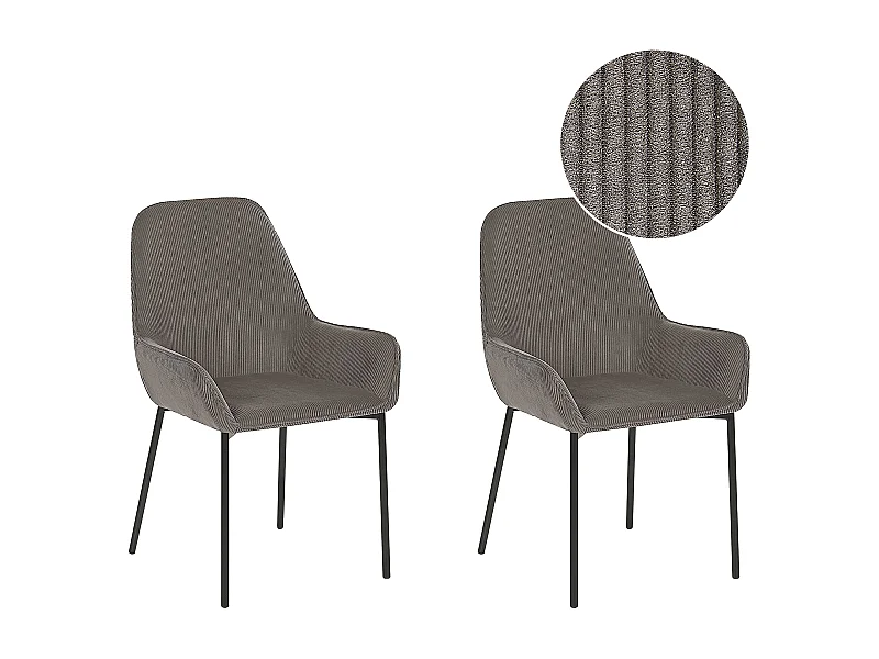Set van 2 eetkamerstoelen LOVERNA Corduroy Grijs
