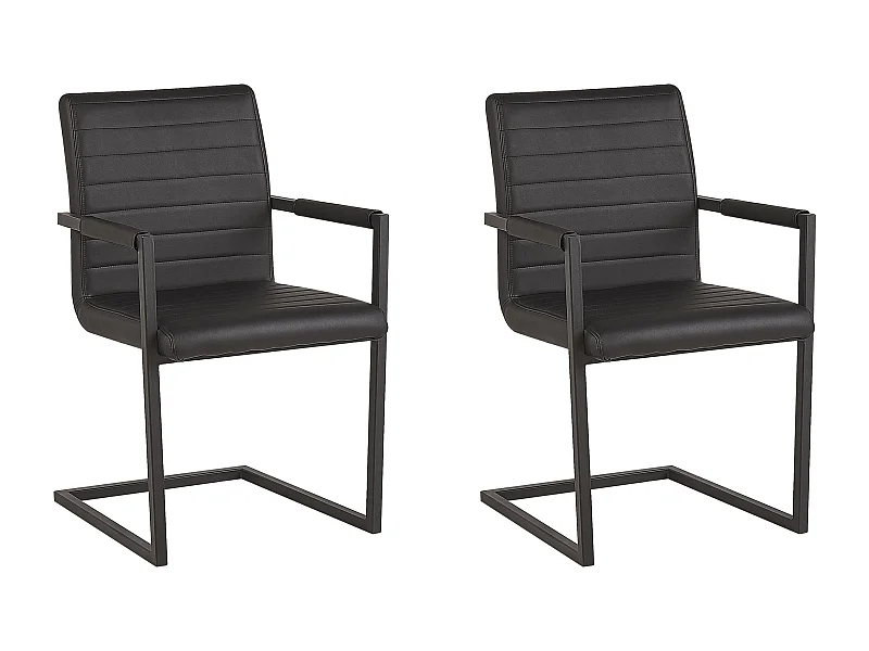 Esszimmerstuhl 2er Set in Schwarz Bezug aus Kunstleder Metallbeine Buford