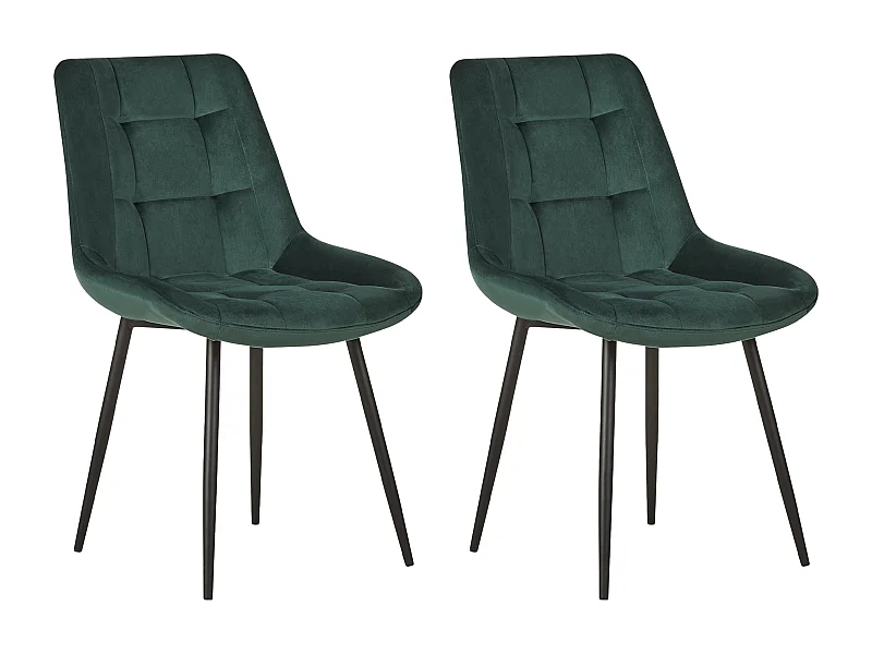 Esszimmerstuhl 2er Set Samtstoff dunkles Grün mit Metallgestell schwarz Melrose