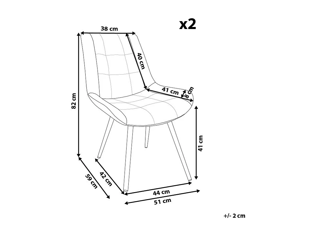 Lot de 2 chaises de salle à manger MELROSE Velours Vert foncé