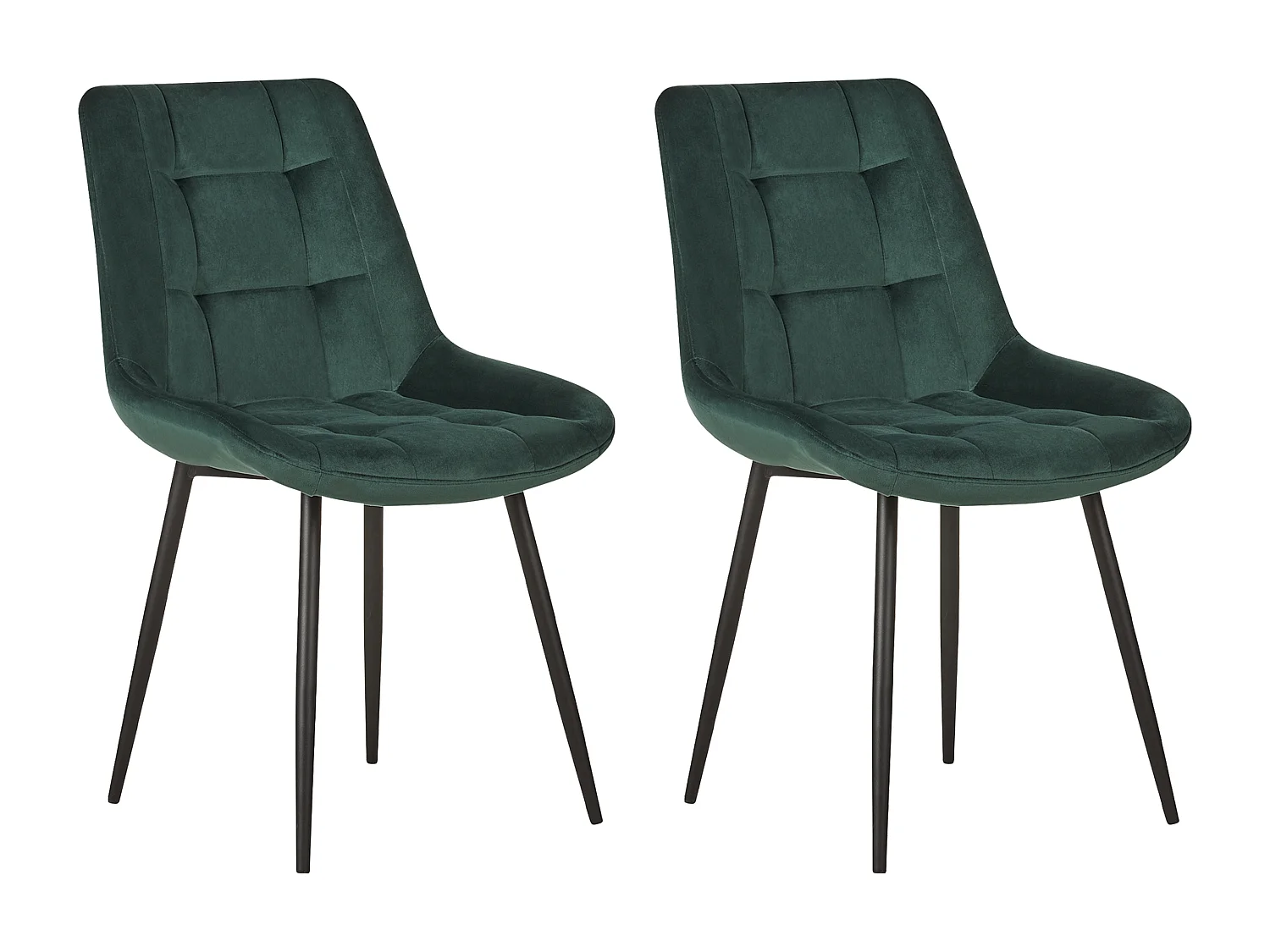 Esszimmerstuhl 2er Set Samtstoff dunkles Grün mit Metallgestell schwarz Melrose