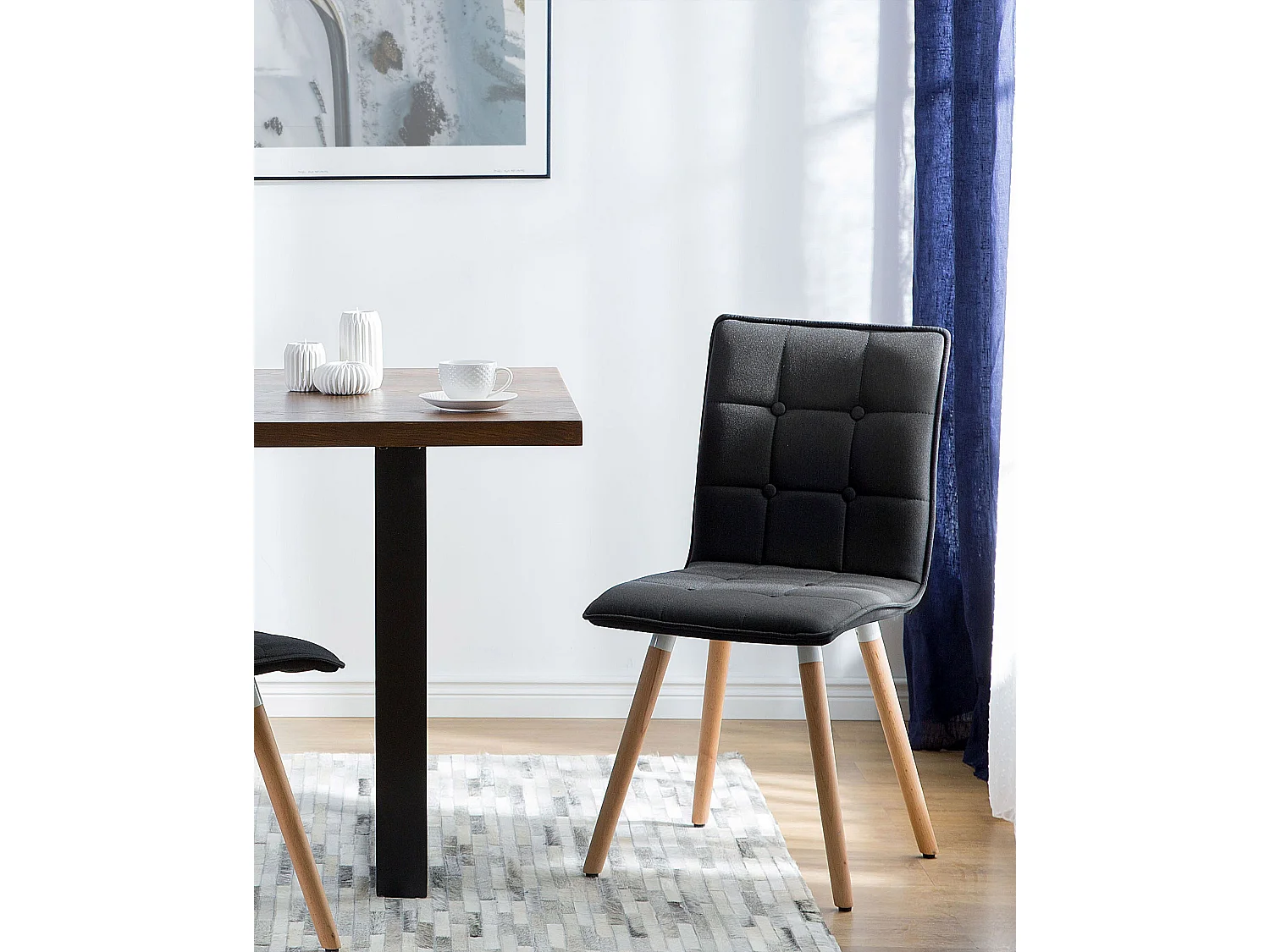 Eetkamerstoel BROOKLYN Set van 2 Stof Zwart