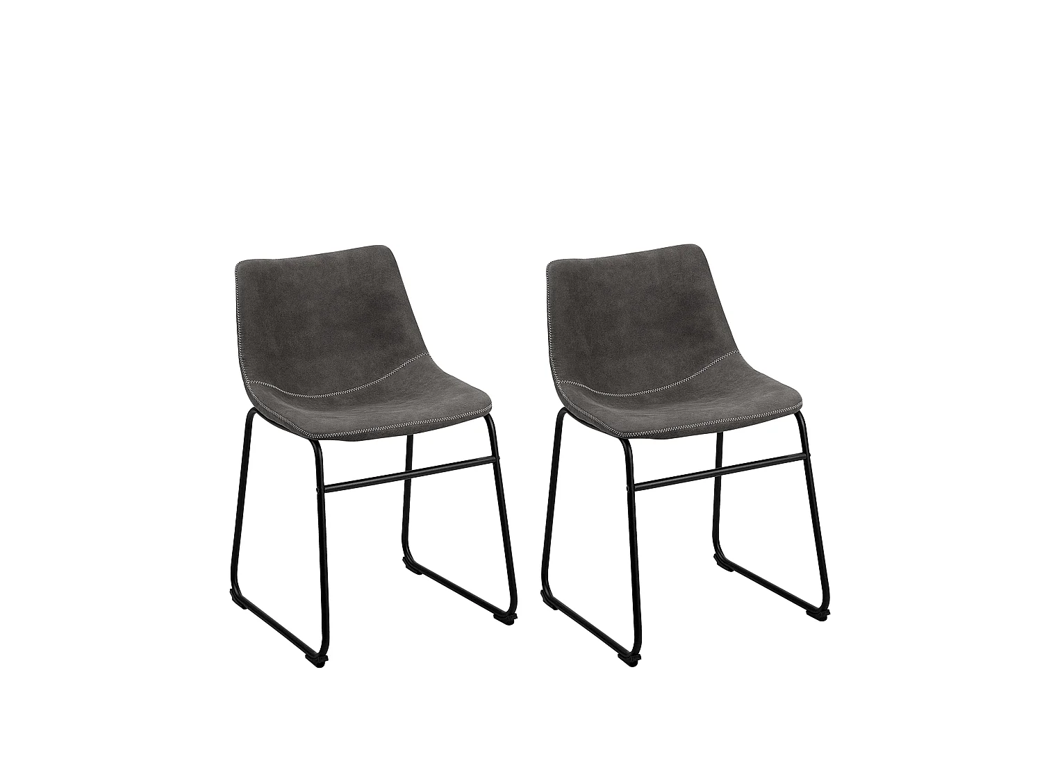 Lot de 2 chaises de salle à manger BATAVIA Gris foncé