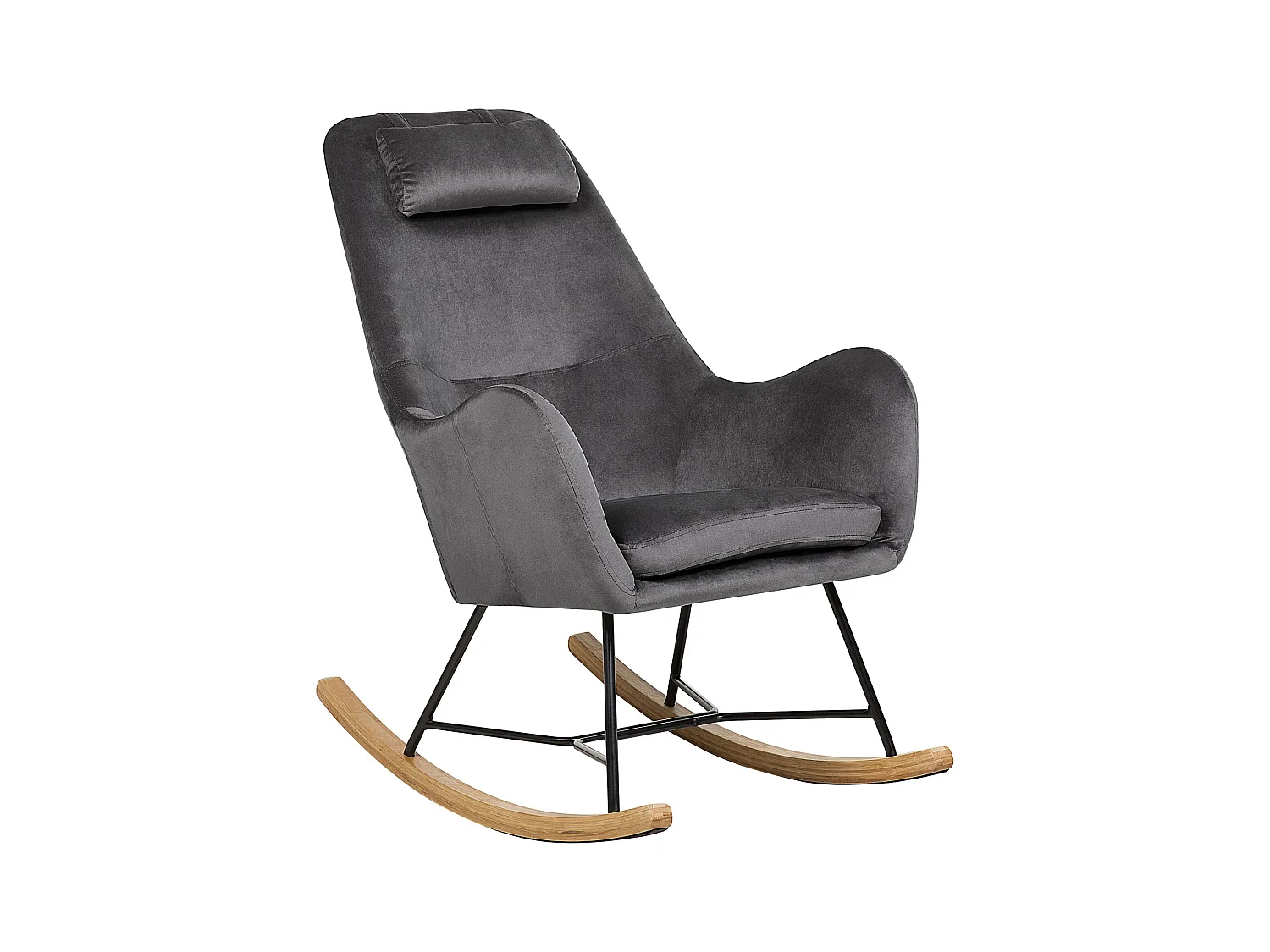 Fauteuil à bascule ARRIE Velours Gris foncé