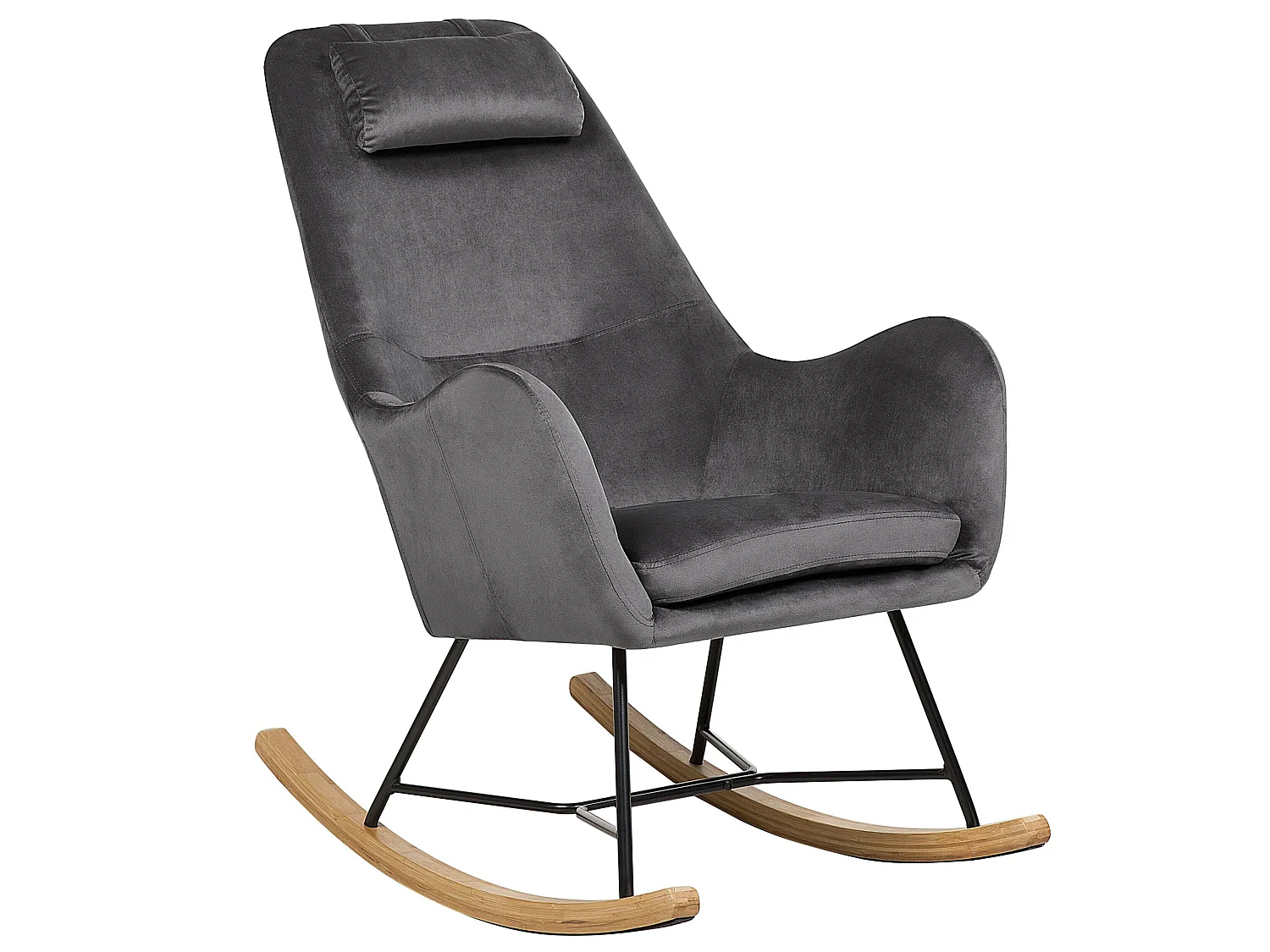 Fauteuil à bascule ARRIE Velours Gris foncé