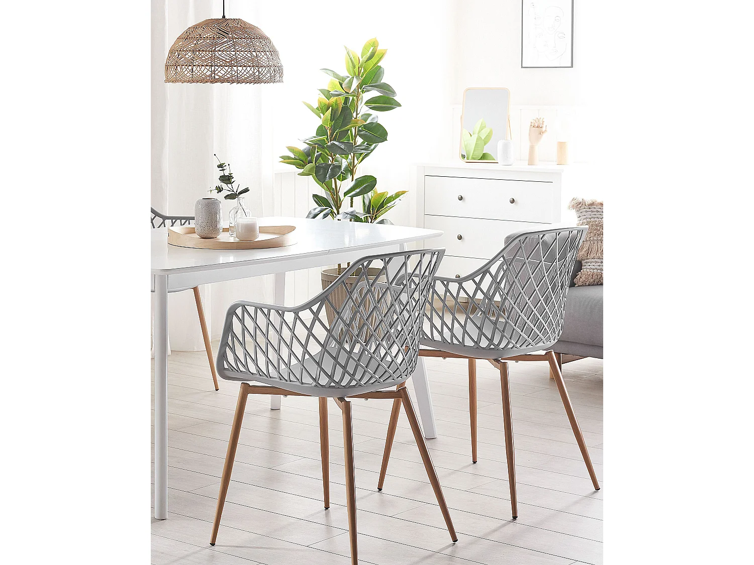 Lot de 2 chaises de salle à manger NASHUA Gris clair