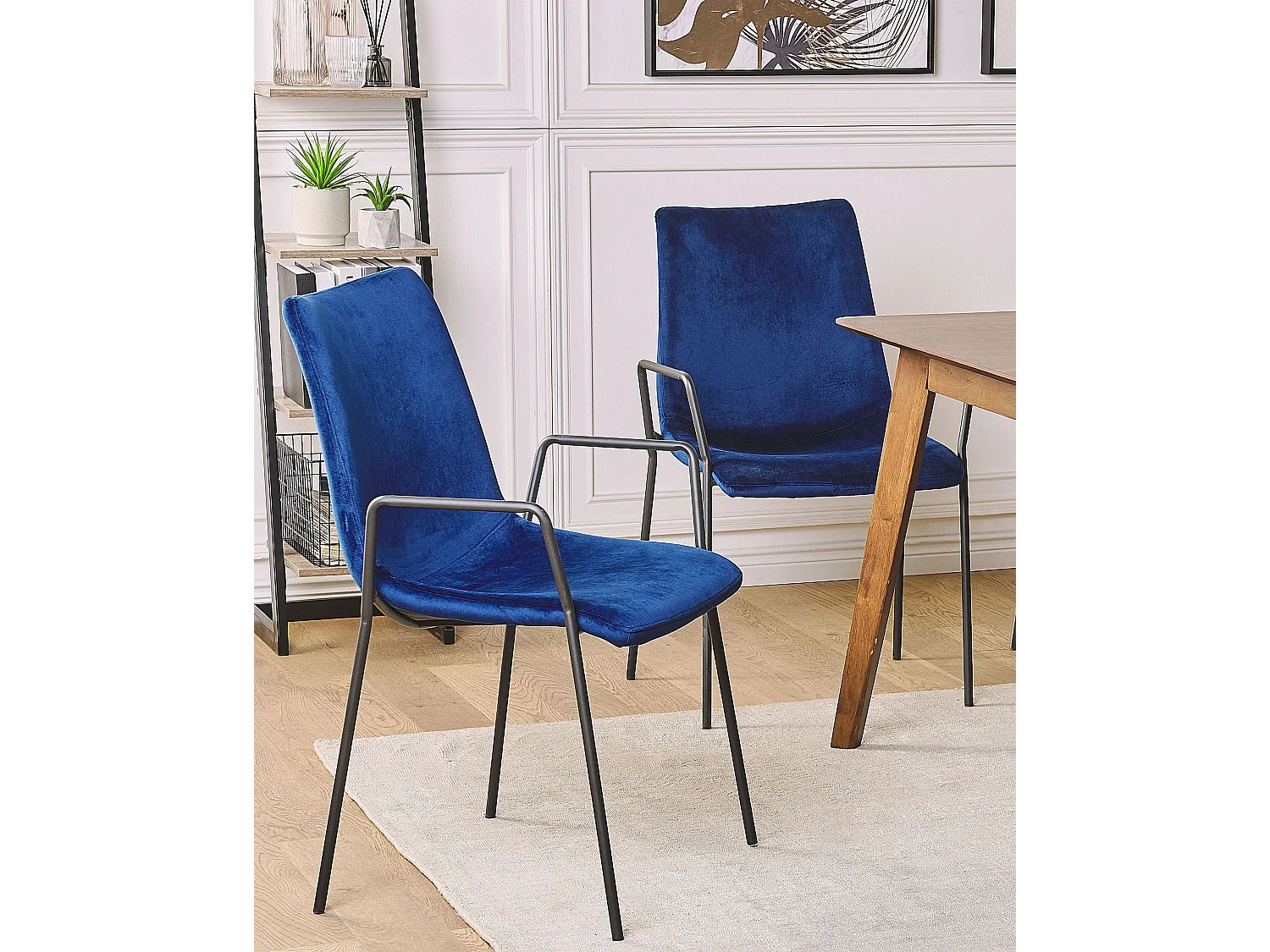 Set van 2 eetkamerstoelen JEFFERSON Fluweel Donkerblauw