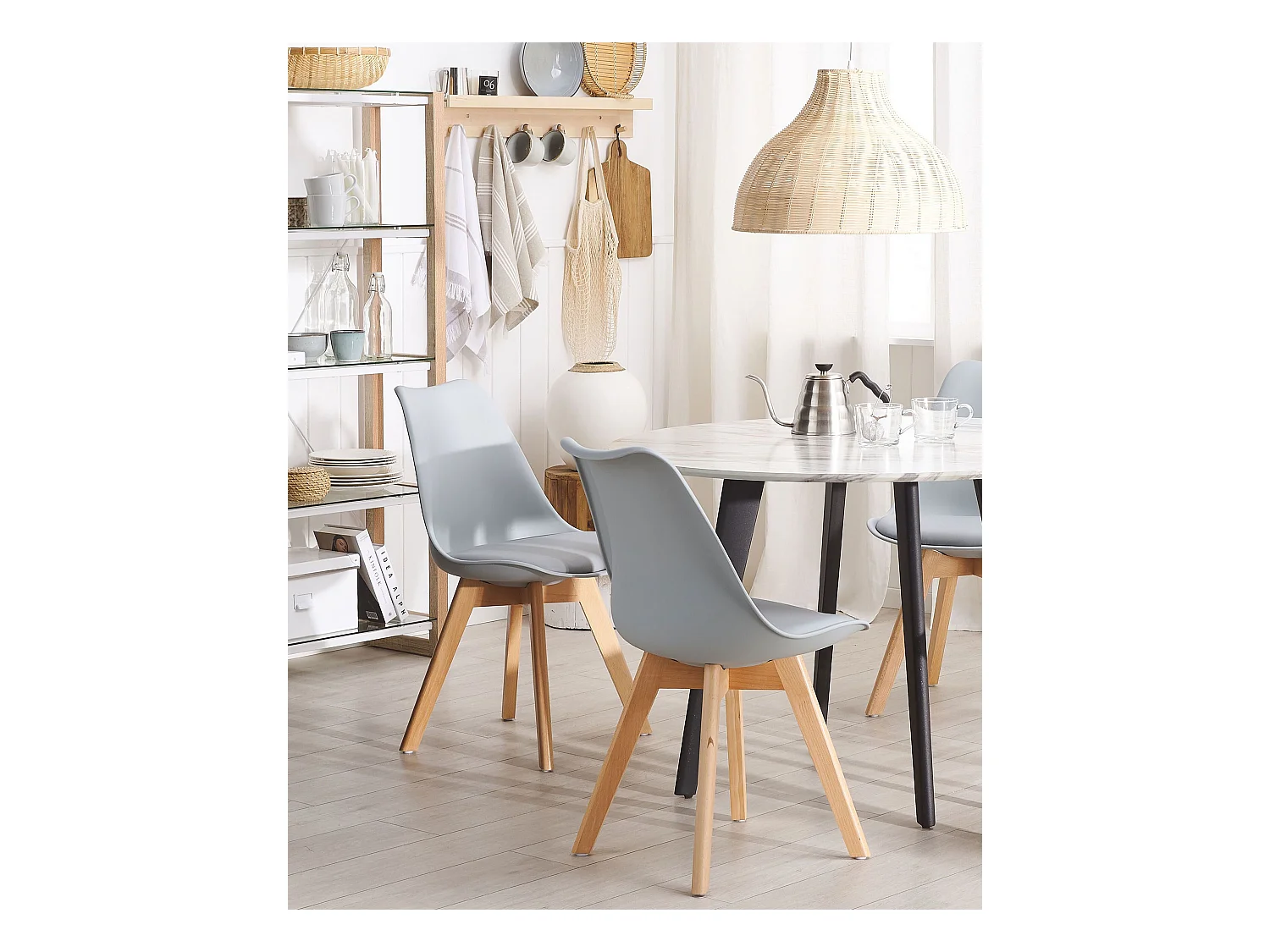 Esszimmerstuhl 2er Set Kunstleder in Grau Küchenstühle Moderne Essstühle Dakota