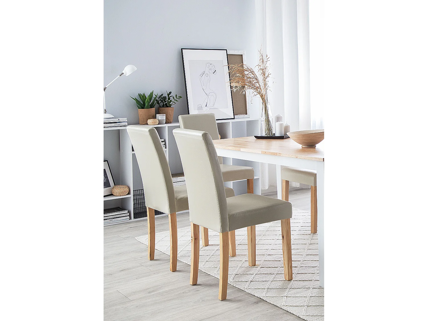 Lot de 2 chaises de salle à manger BROADWAY Cuir PU Beige