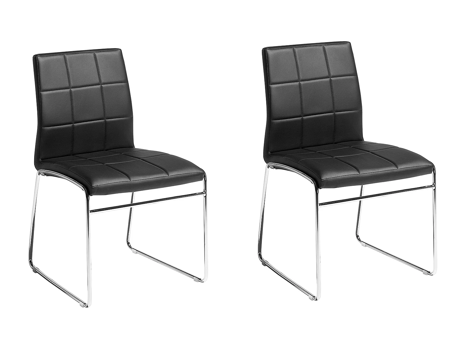 Esszimmerstuhl 2er Set in Schwarz Bezug aus Kunstleder Metallbeine Kiron
