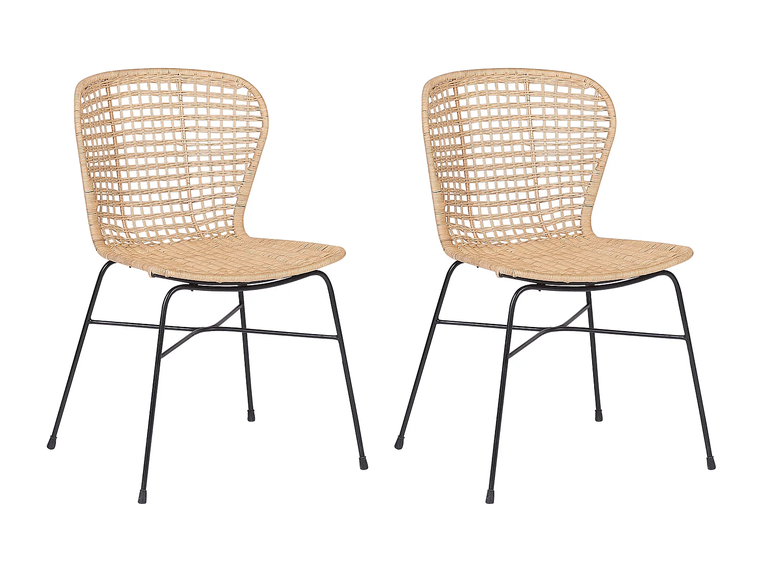 Set van 2 eetkamerstoelen ELFROS Rotan Natuurlijk