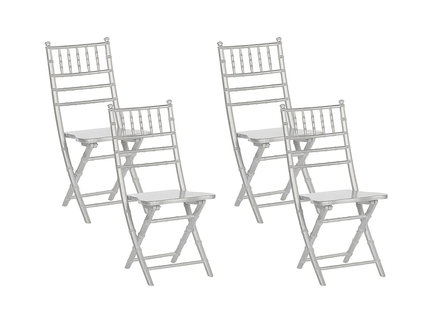 Lot de 4 chaises de salle à manger Pliant MACHIAS Bois de hêtre Argenté